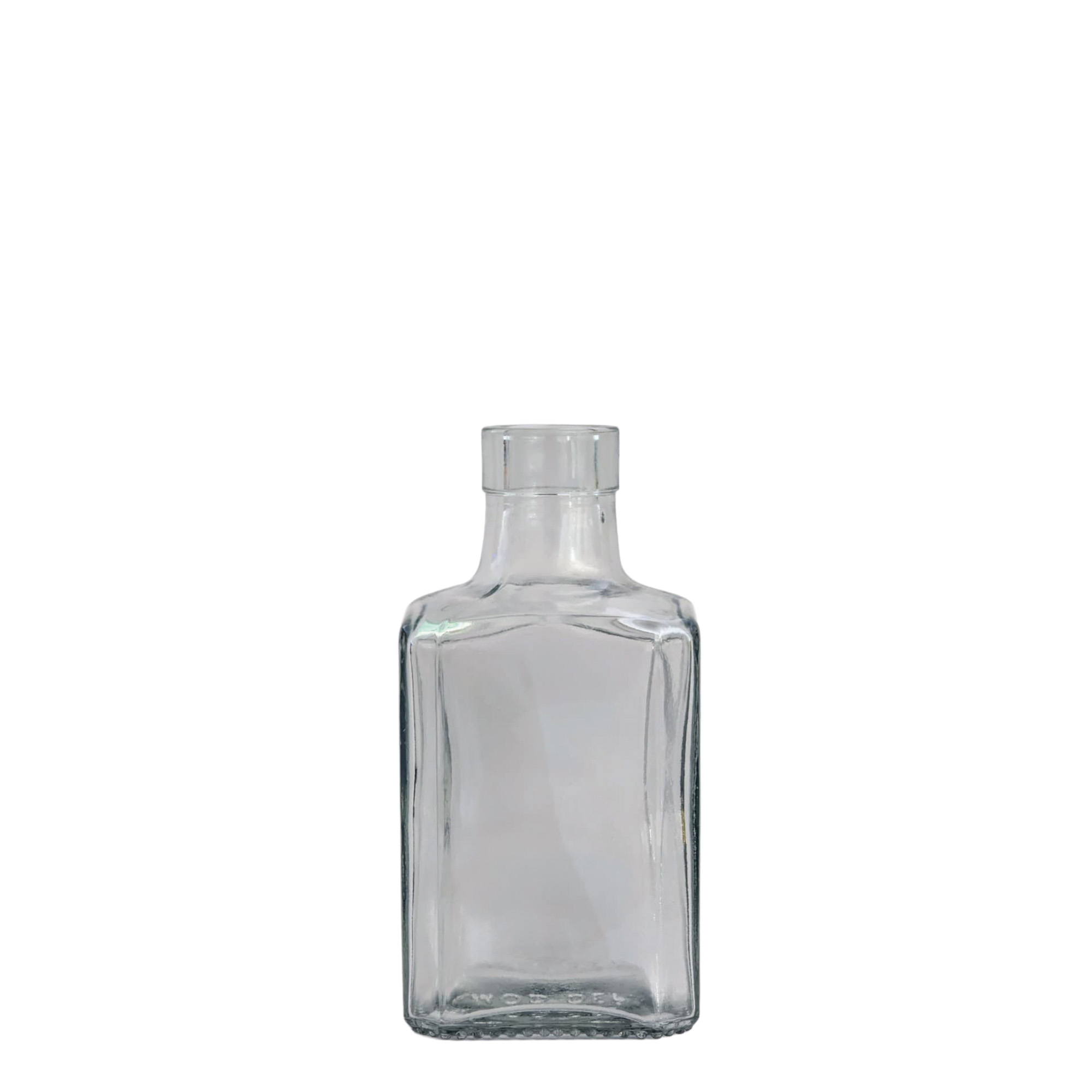 250 ml glazen fles 'Decanter Quadro Oberband', vierkant, opening: kurk 250 ml glazen fles 'Decanter Quadro Oberband', vierkant, opening: kurk