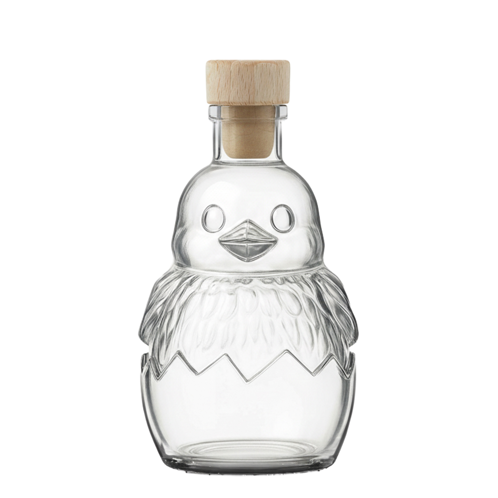 200 ml glazen fles 'Kuiken', hals: kurk 200 ml glazen fles 'Kuiken', hals: kurk