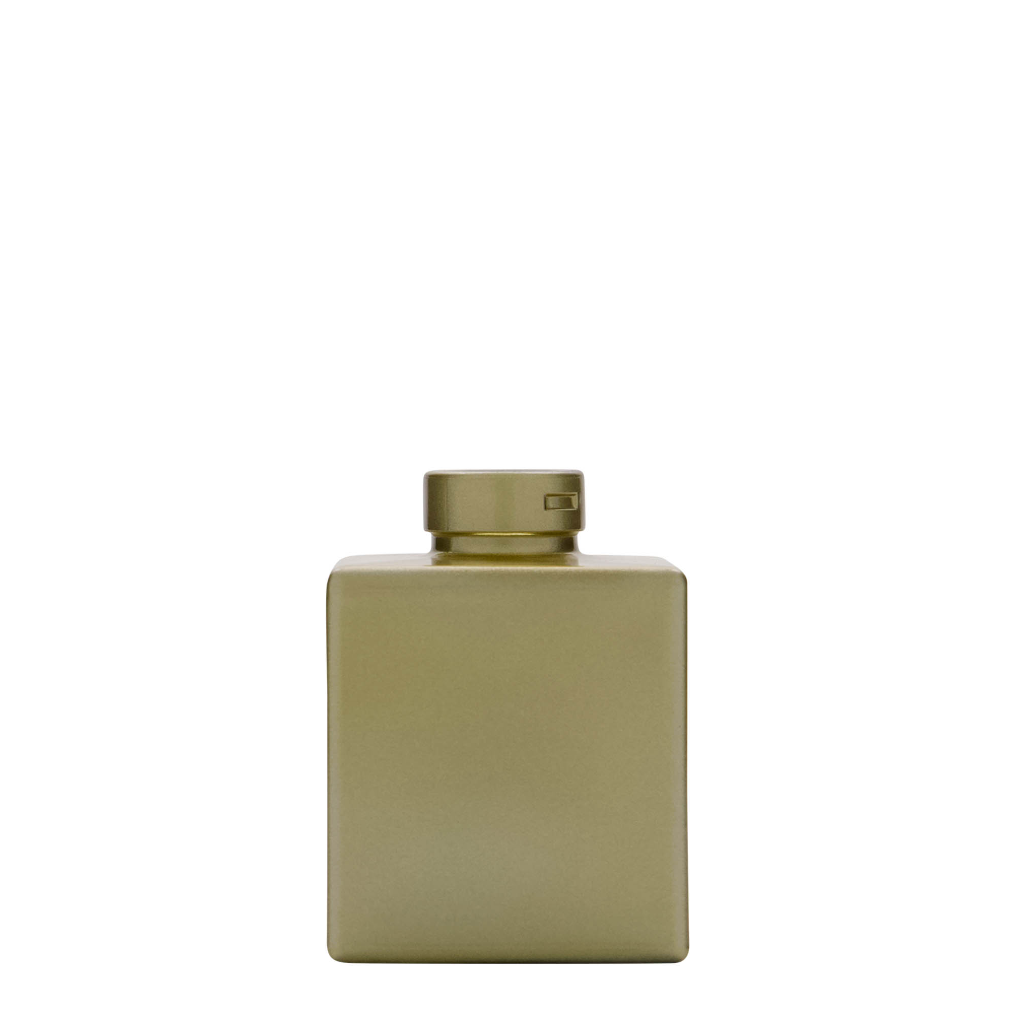 100 ml glazen fles 'Cube', vierkant, goud, hals: kurk 100 ml glazen fles 'Cube', vierkant, goud, hals: kurk