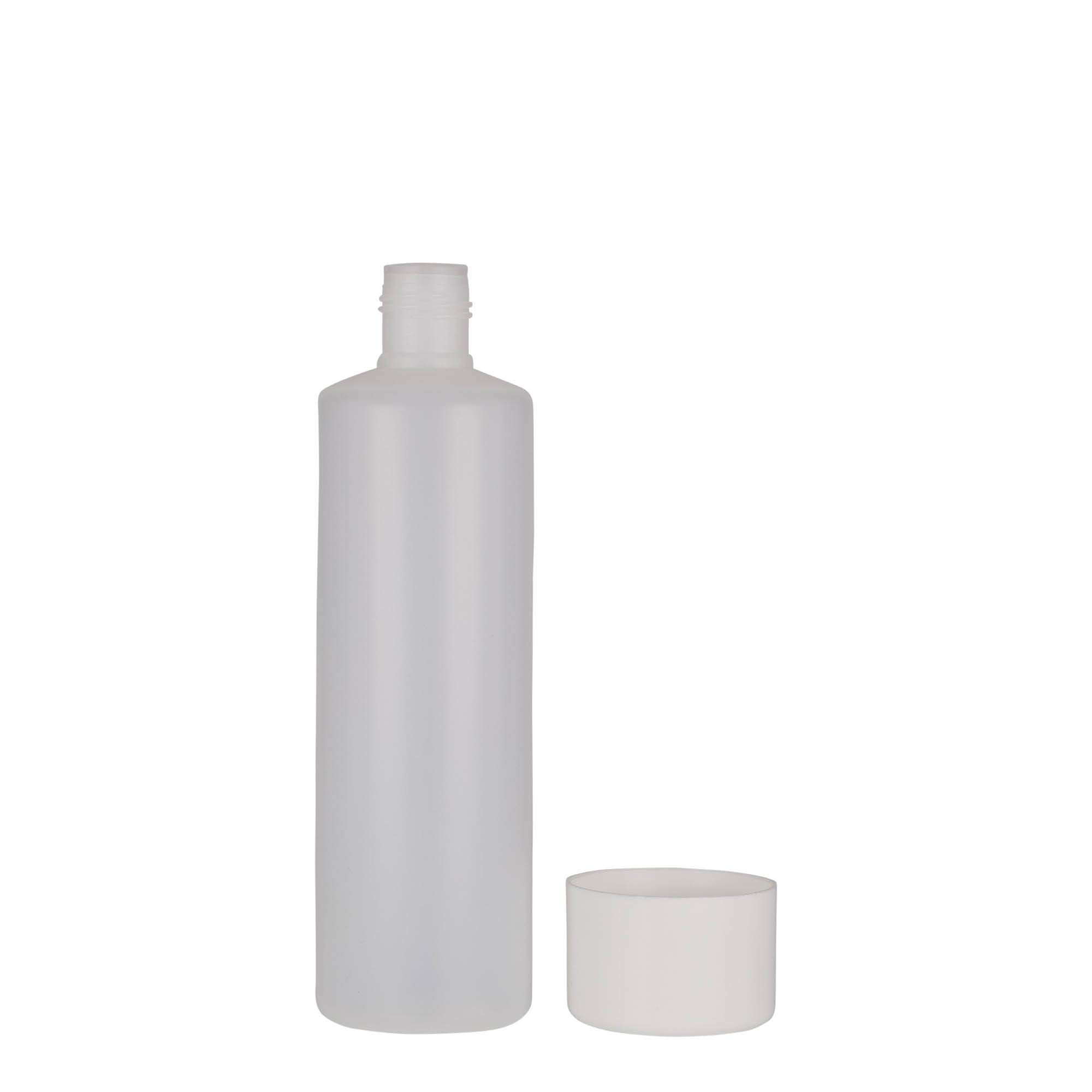 250 ml ronde fles, PE-kunststof, naturel, opening: schroefdop 250 ml ronde fles, PE-kunststof, naturel, opening: schroefdop