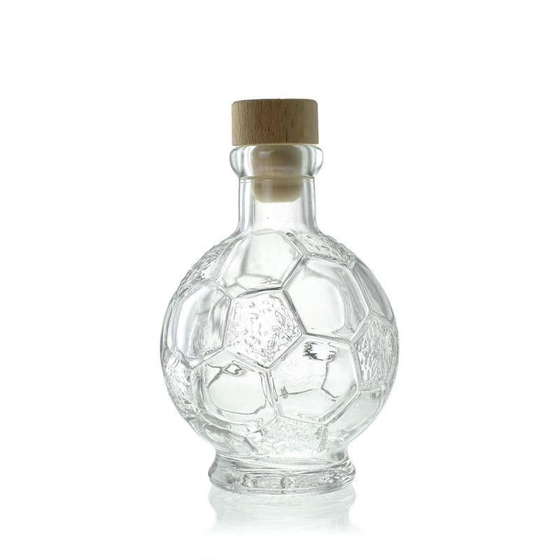 Glazen fles 'Voetbal', 200 ml, monding: kurk
