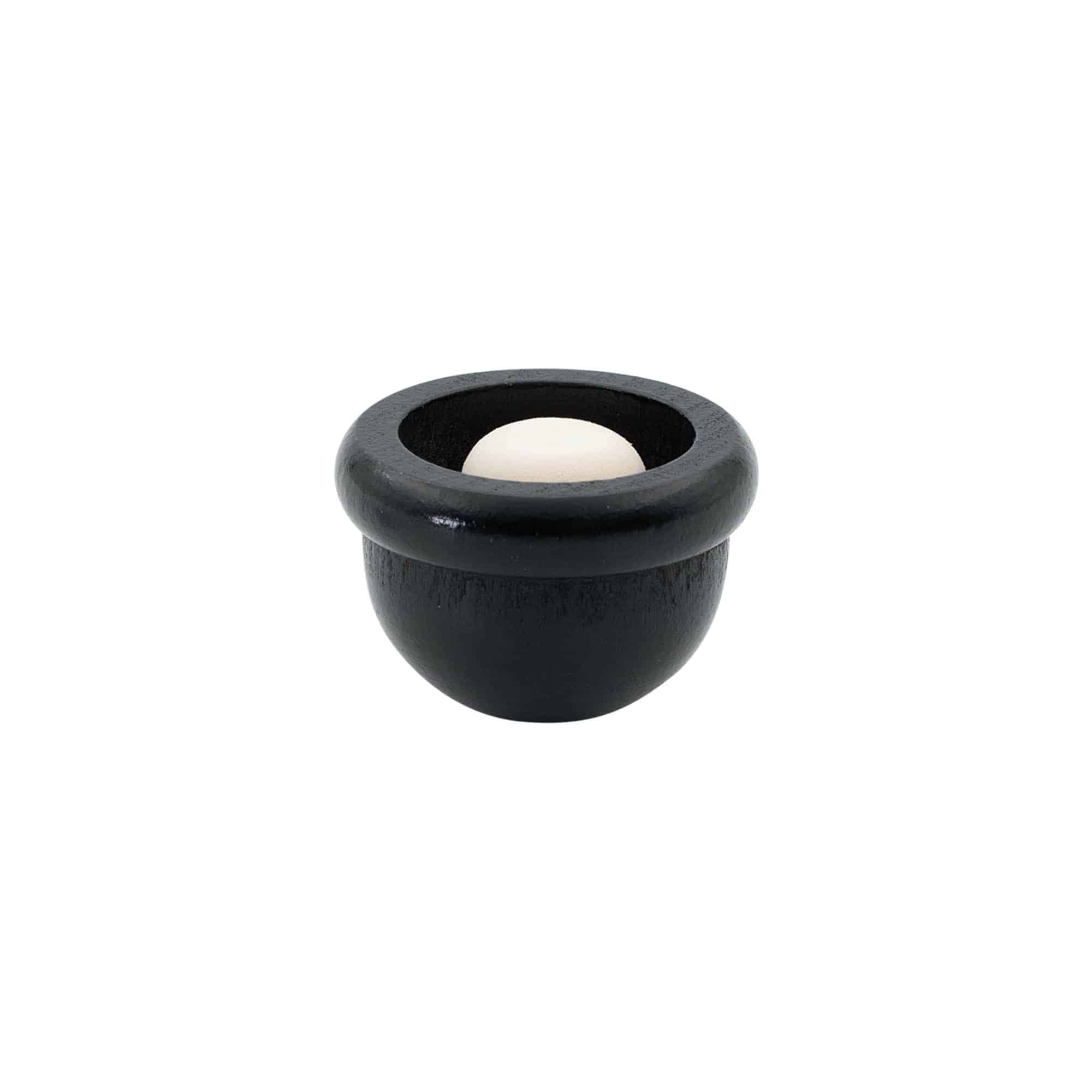 Handkurk 19 mm "Meloen", hout/PE, zwart, voor monding: kurk
