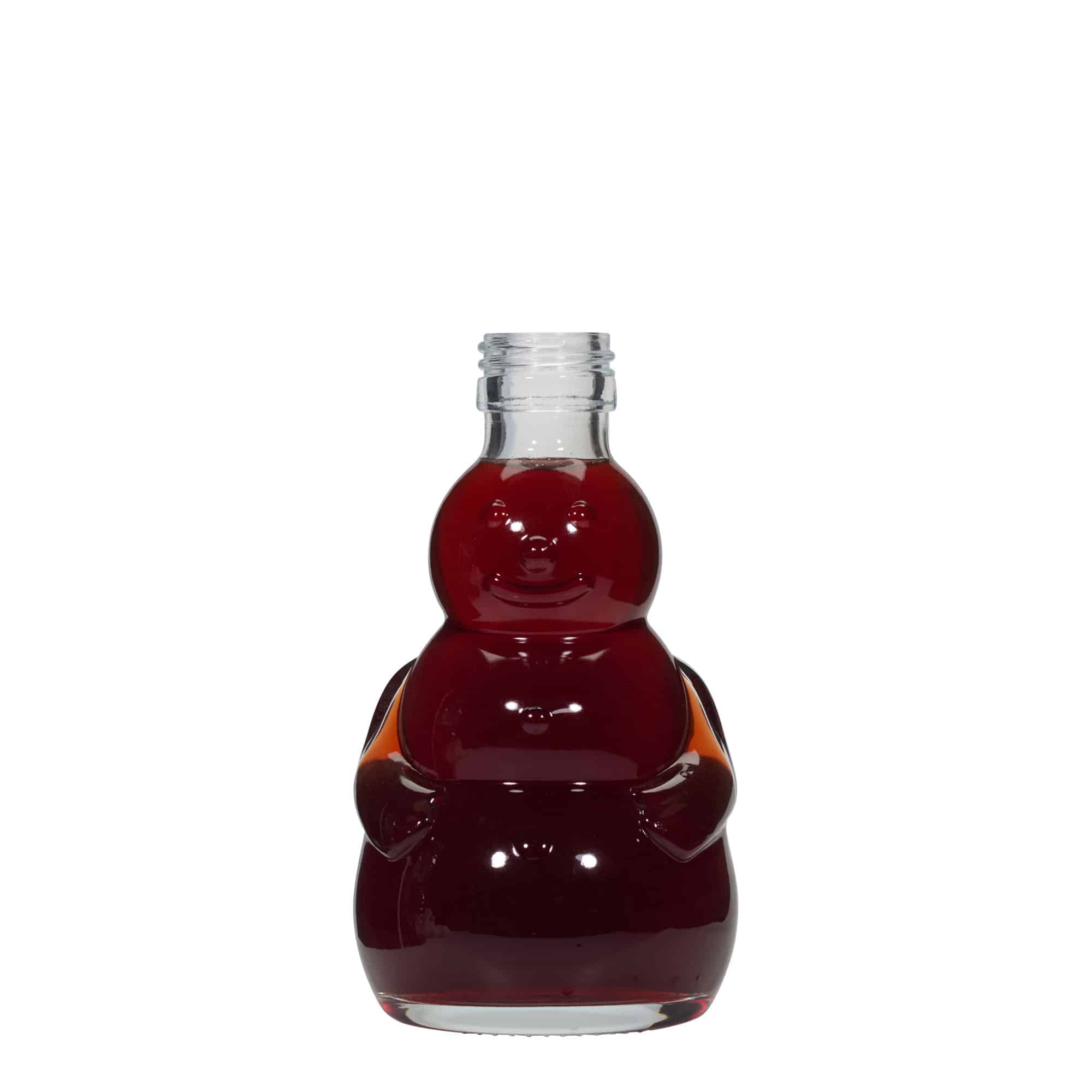 200 ml glazen fles 'Sneeuwman', mondstuk: PP 28