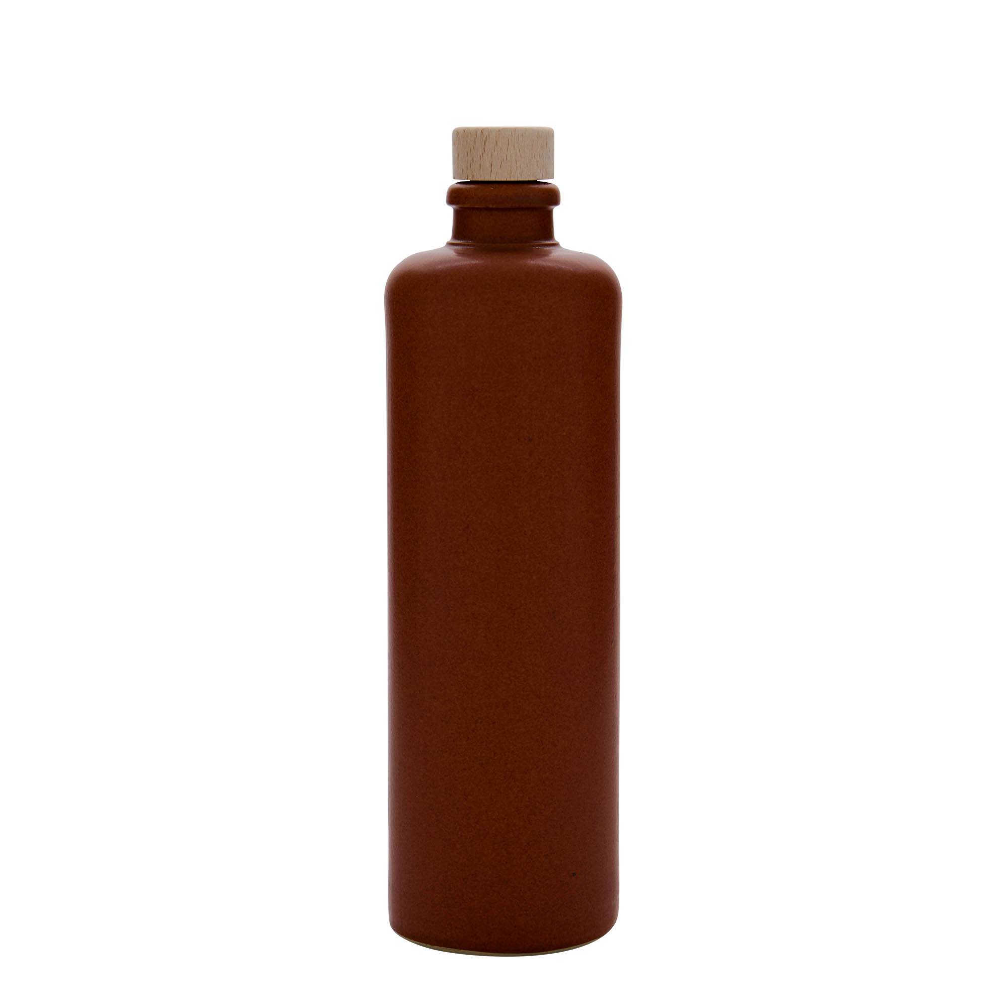 500 ml tonkruik, steengoed, roodbruin, monding: kurk