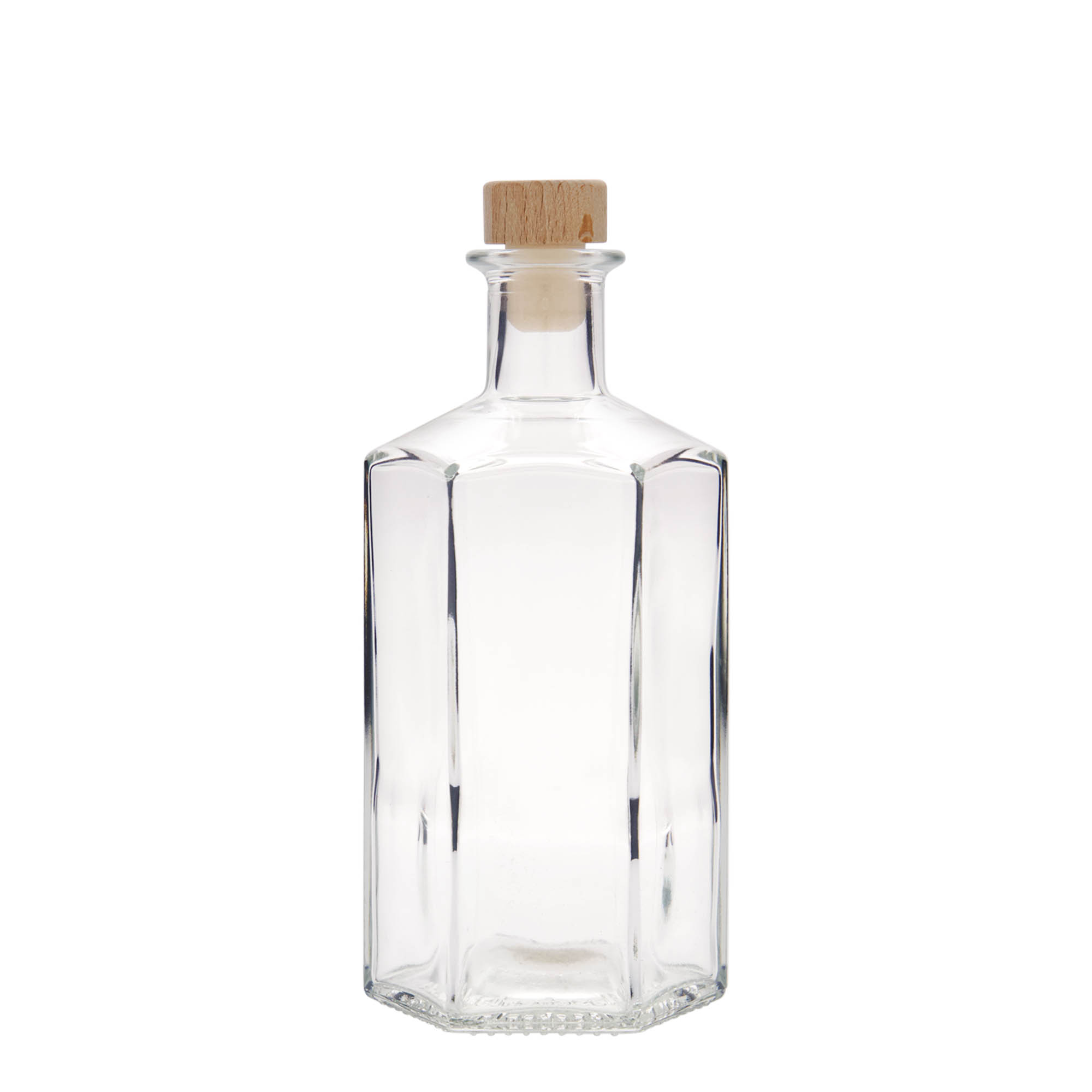 500 ml glazen fles apotheker 'Jimmy', zeshoekig, opening: kurk