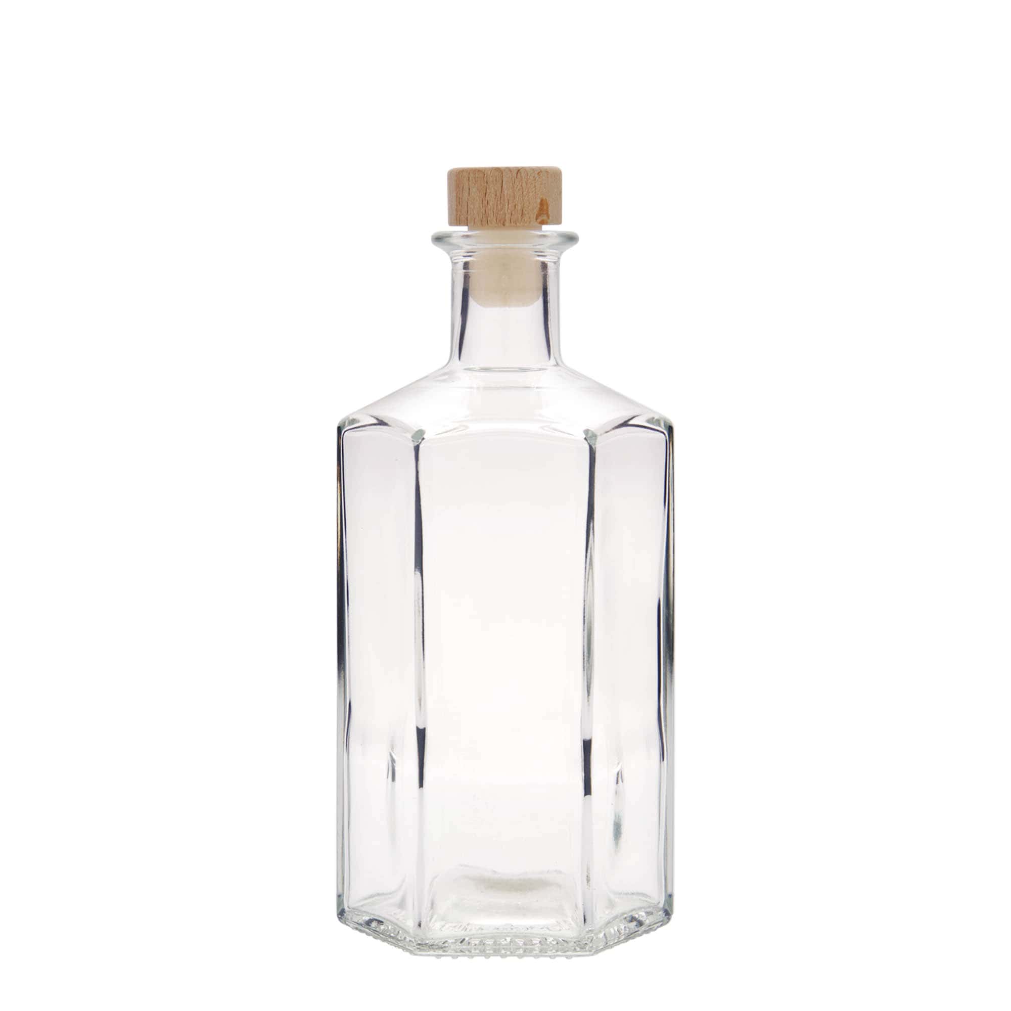 500 ml glazen fles apotheker 'Jimmy', zeshoekig, opening: kurk