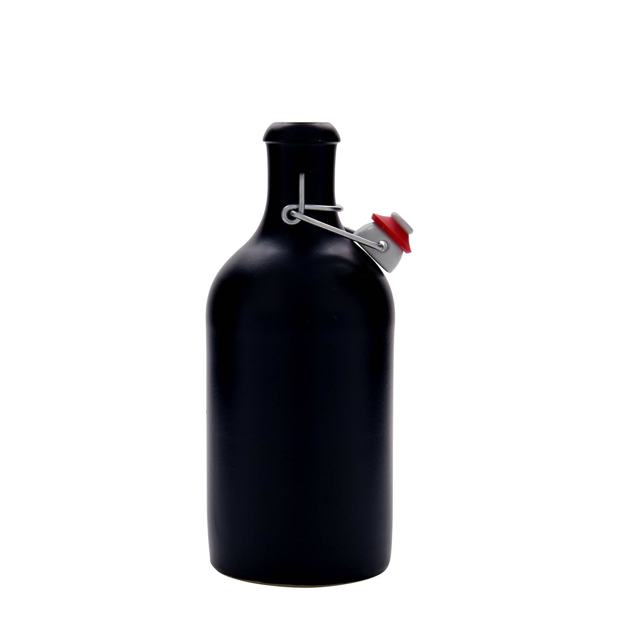 Keramische kruik, 500 ml, steengoed, zwart, monding: beugelsluiting