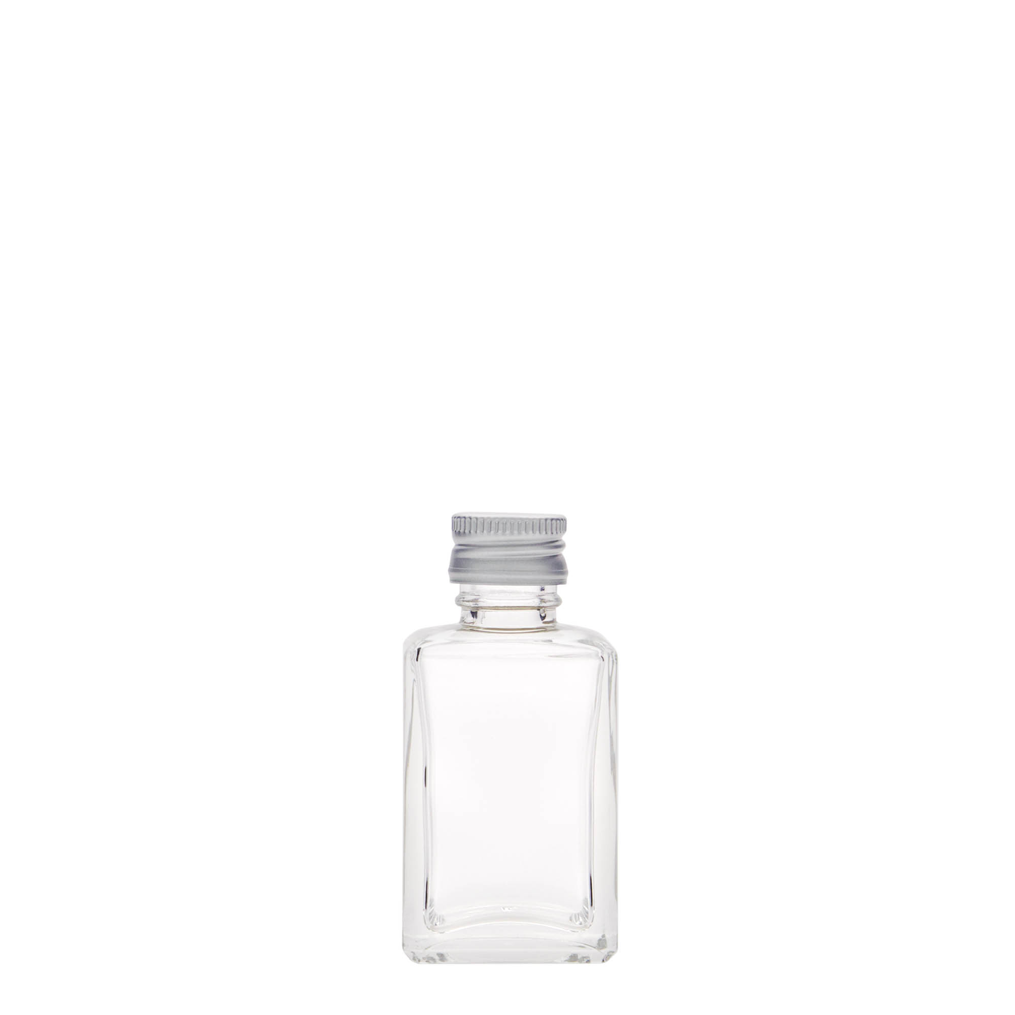 30 ml glazen fles 'Tamme', vierkant, opening: PP 18 30 ml glazen fles 'Tamme', vierkant, opening: PP 18