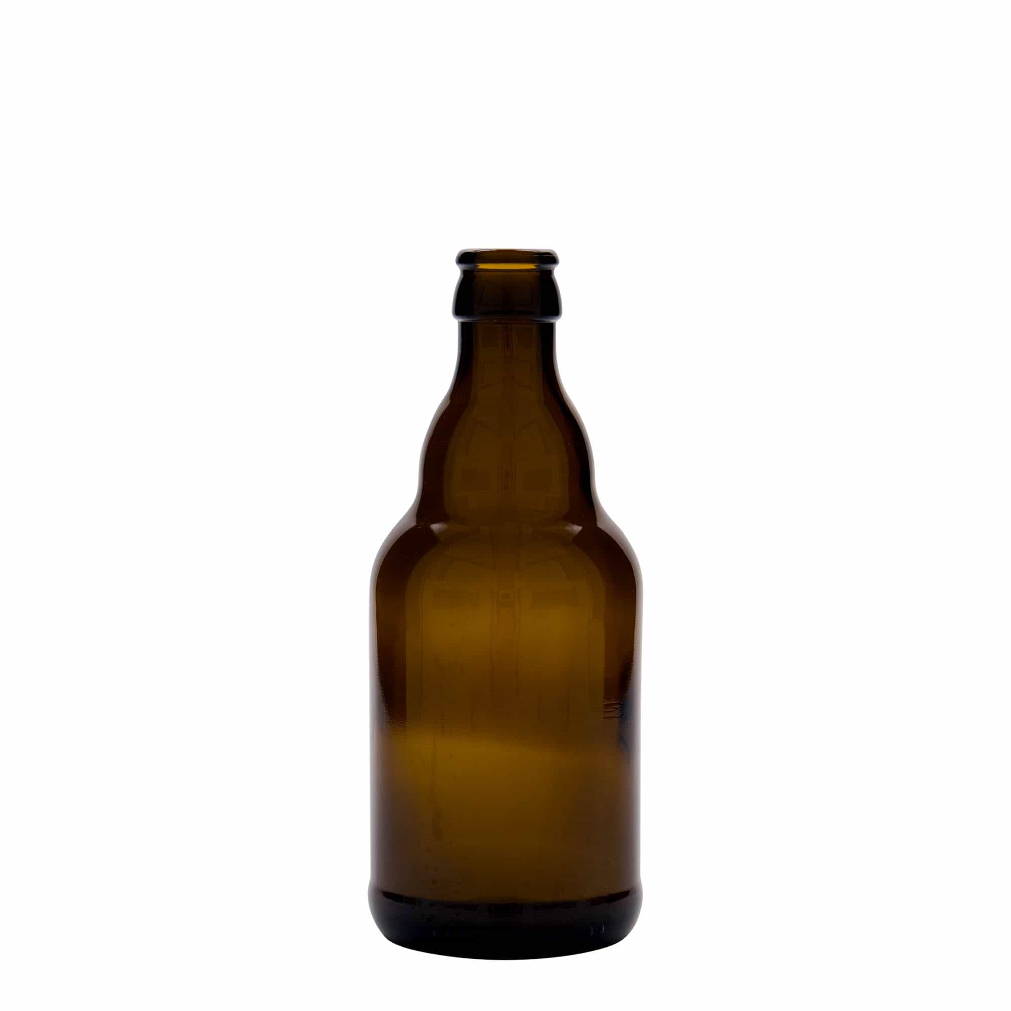 330 ml bierfles 'Steinie', glas, bruin, monding: kroonkurk