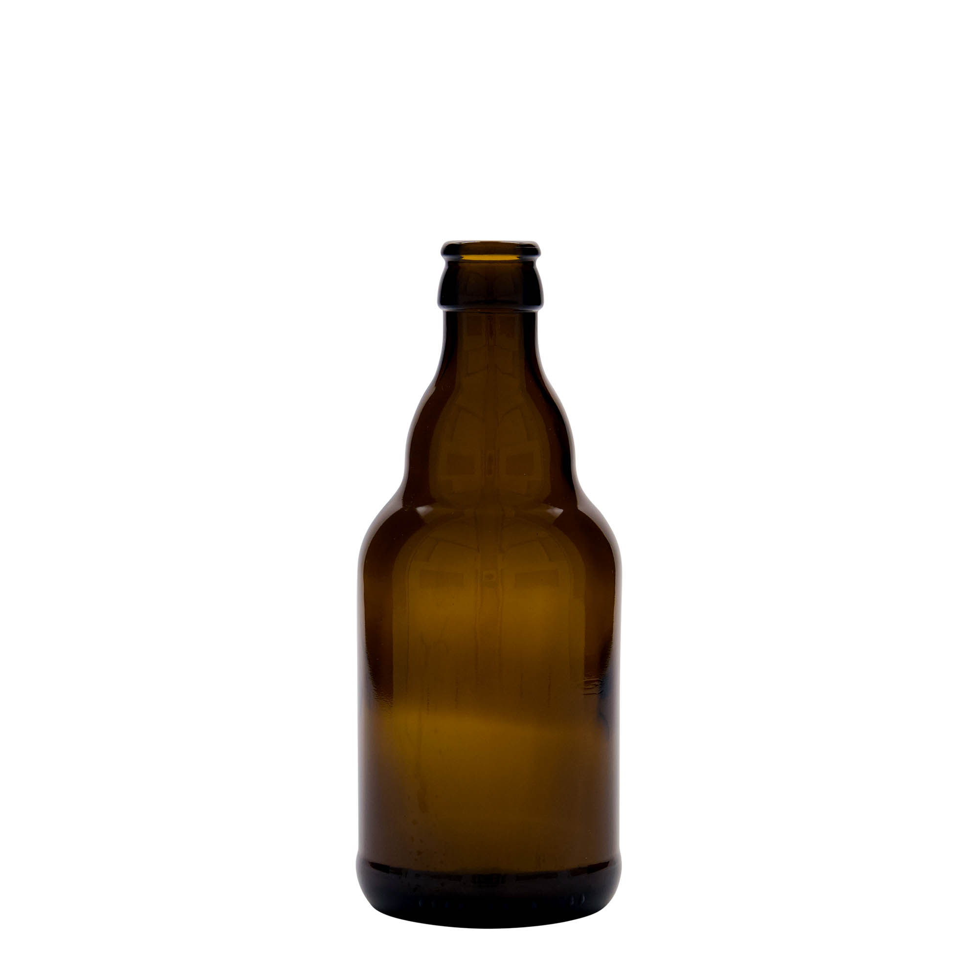 330 ml bierfles 'Steinie', glas, bruin, monding: kroonkurk
