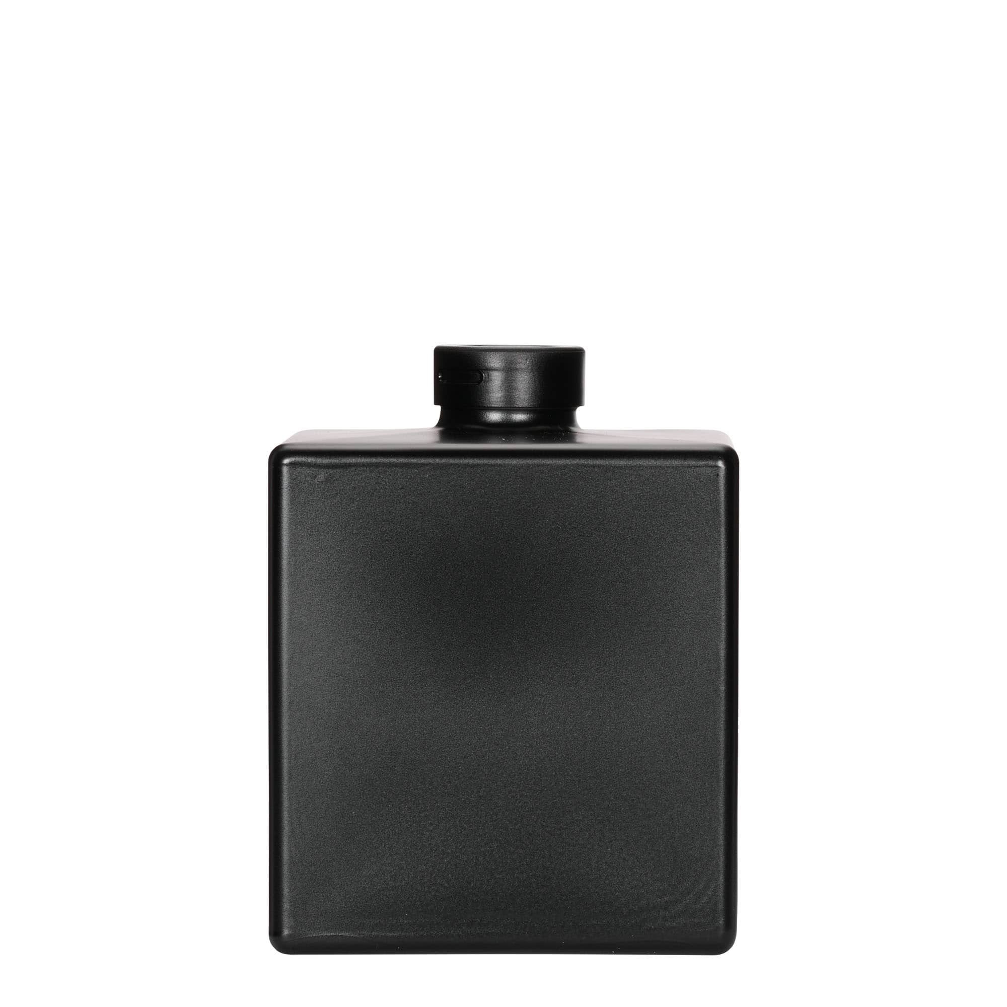 Glazen fles 'Cube', 500 ml, vierkant, zwart, monding: kurk Glazen fles 'Cube', 500 ml, vierkant, zwart, monding: kurk