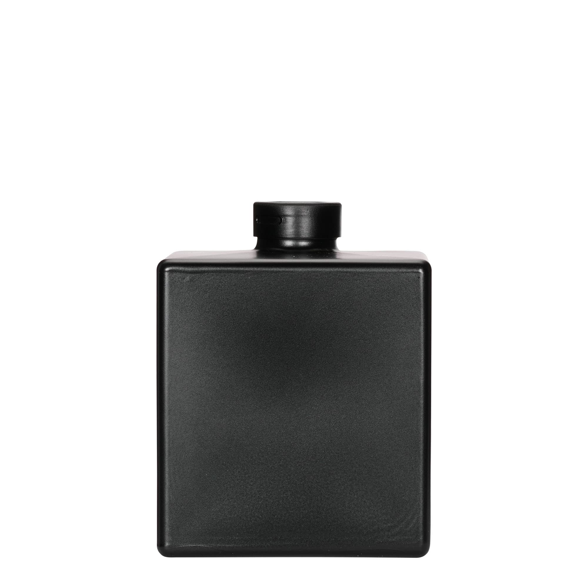 500 ml glazen fles 'Cube', vierkant, zwart, opening: kurk