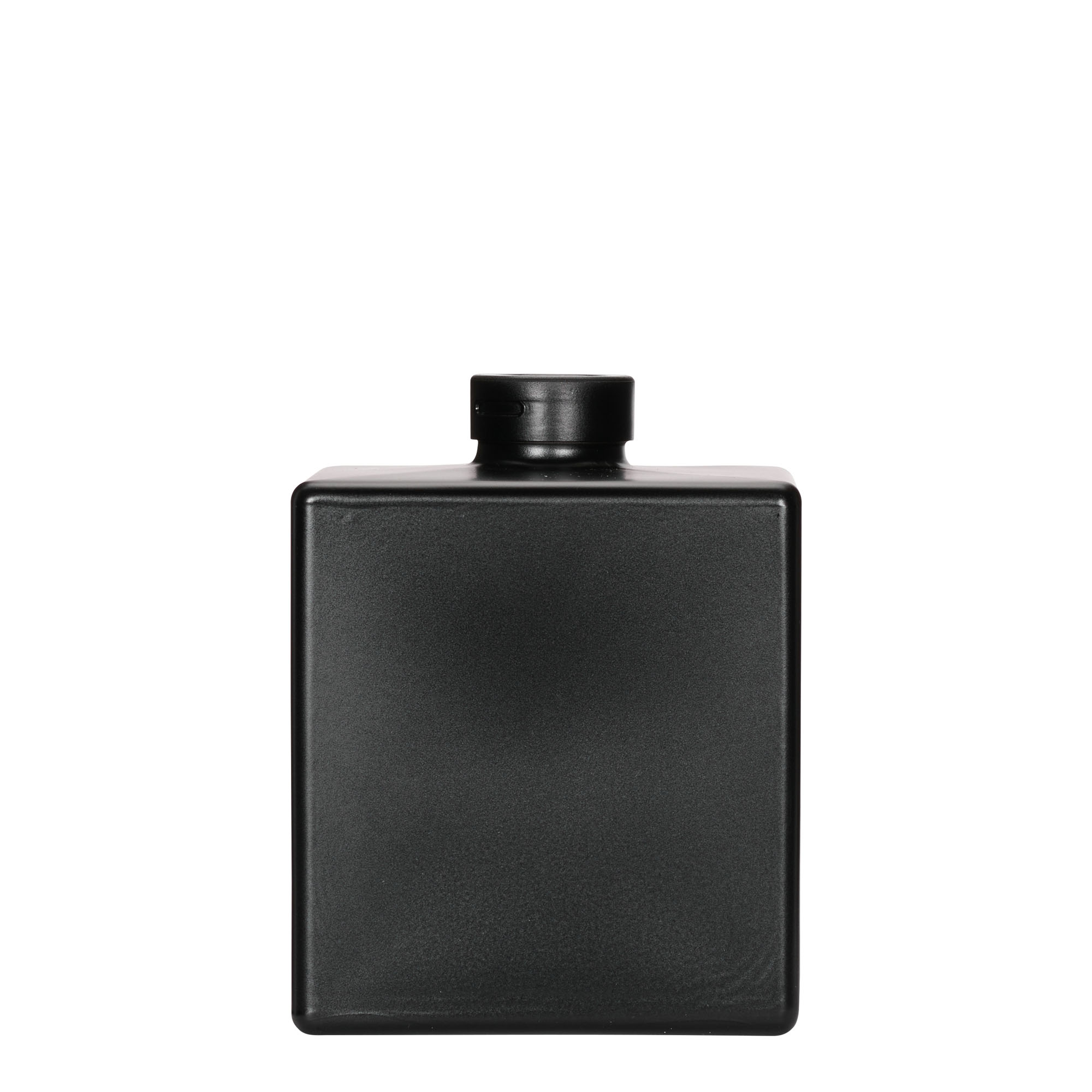 500 ml glazen fles 'Cube', vierkant, zwart, opening: kurk