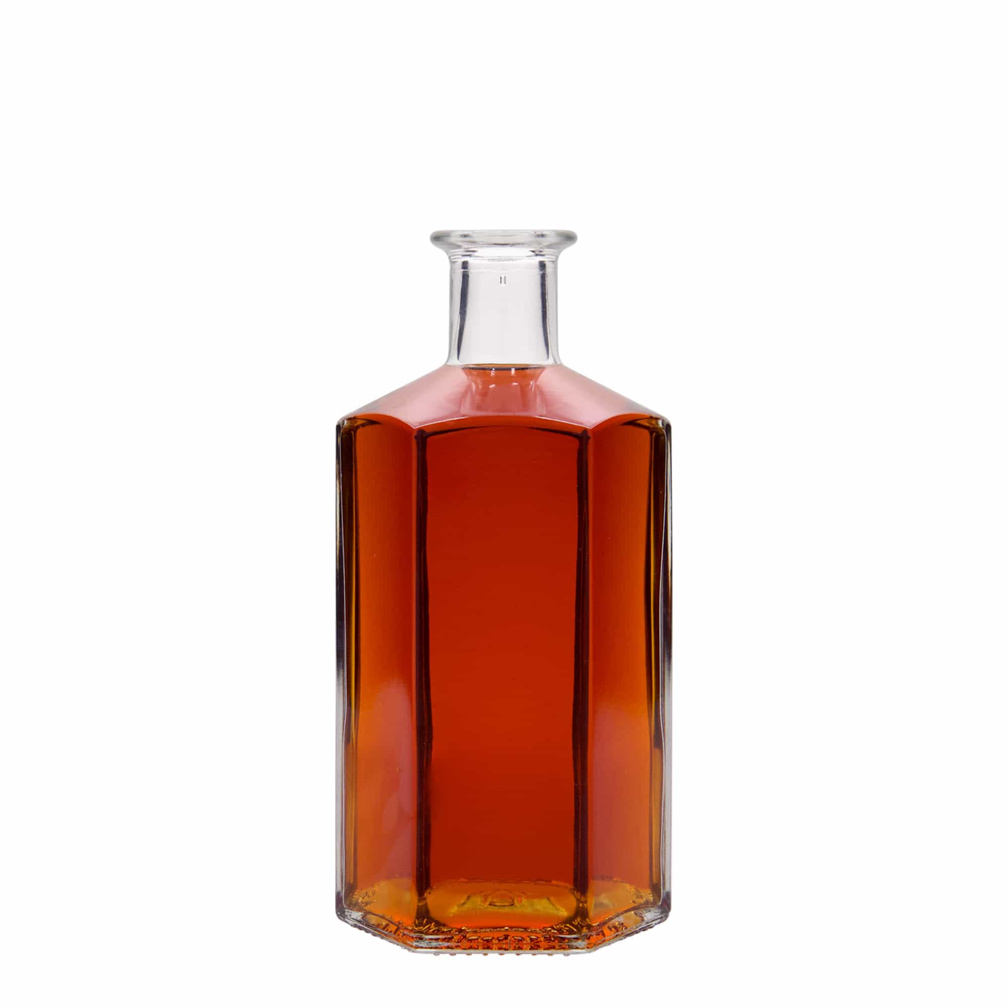 500 ml glazen fles apotheker 'Jimmy', zeshoekig, opening: kurk