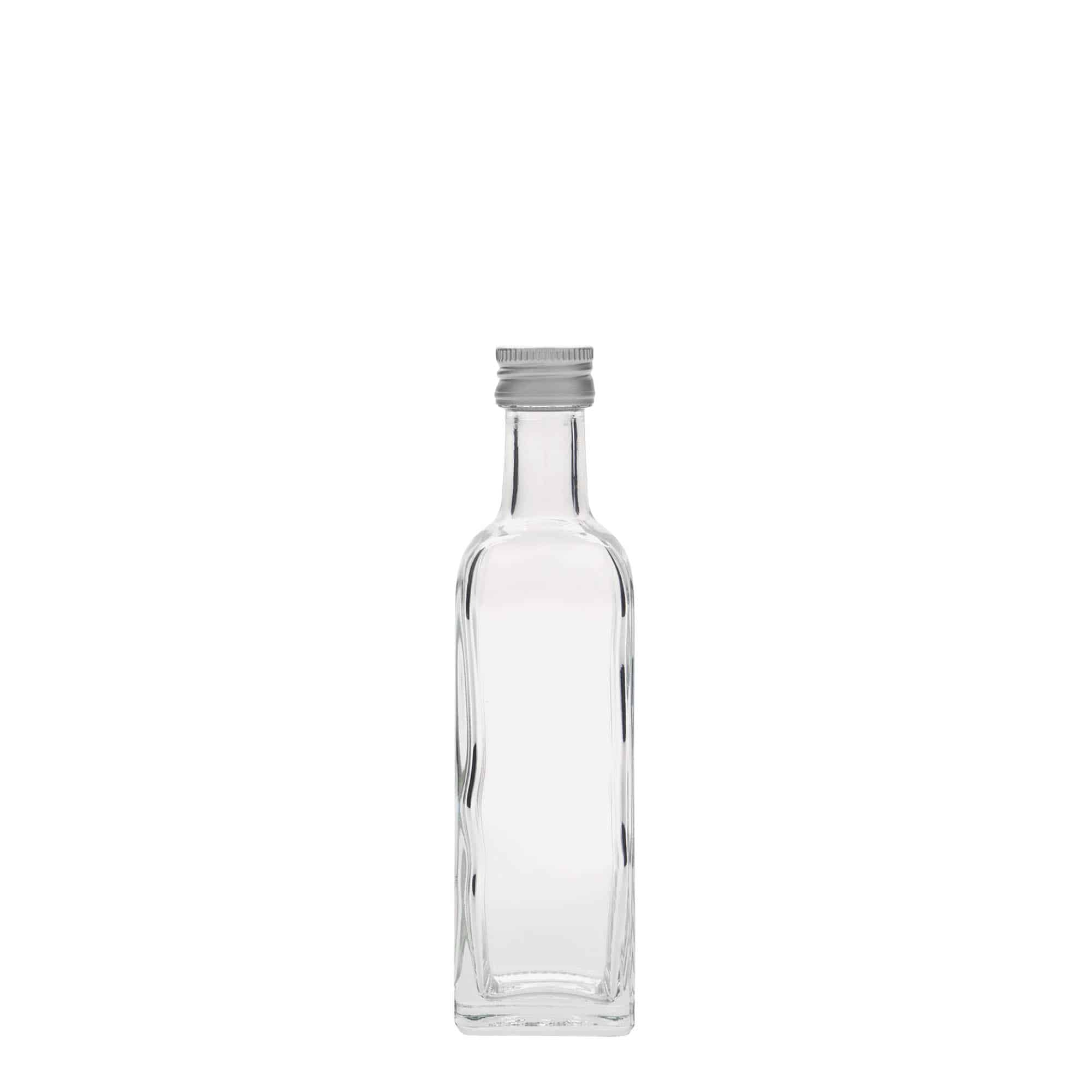 Glazen fles 'Marasca', 60 ml, vierkant, monding: PP 18