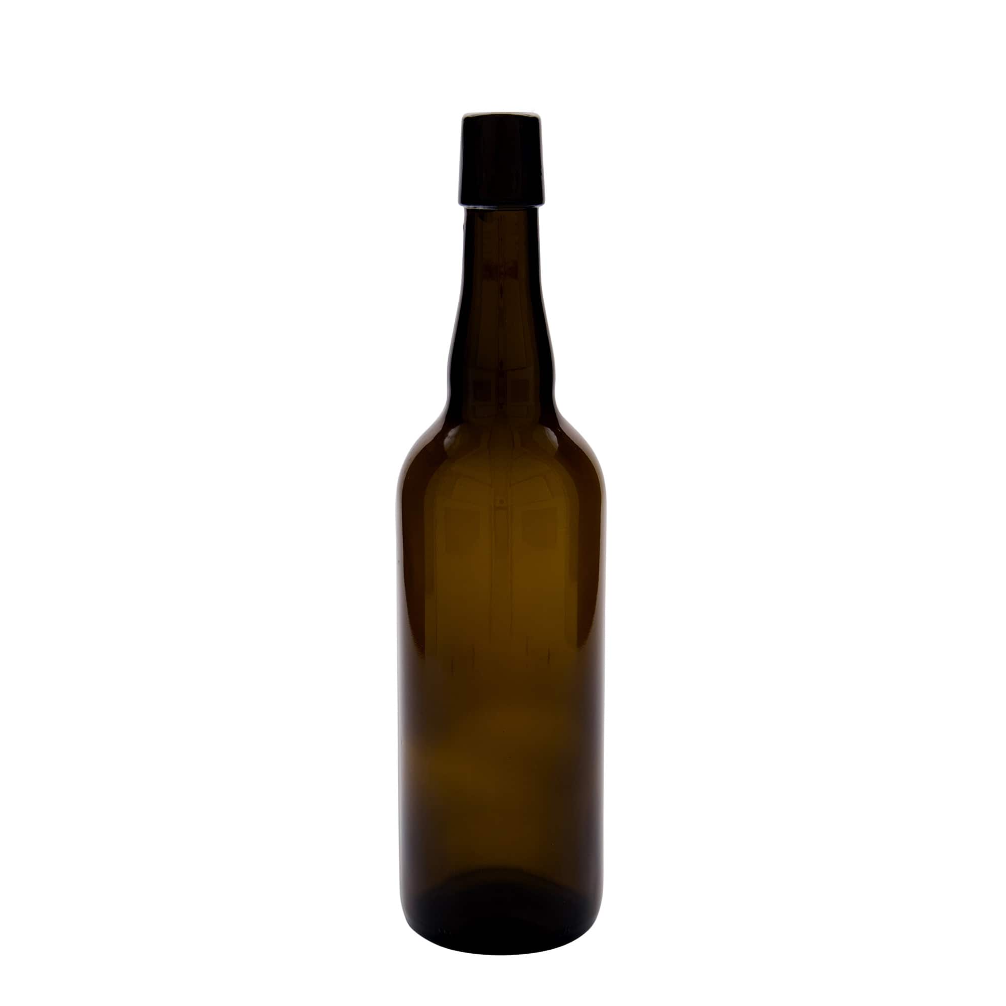 750 ml bierfles België, glas, bruin, hals: beugelsluiting