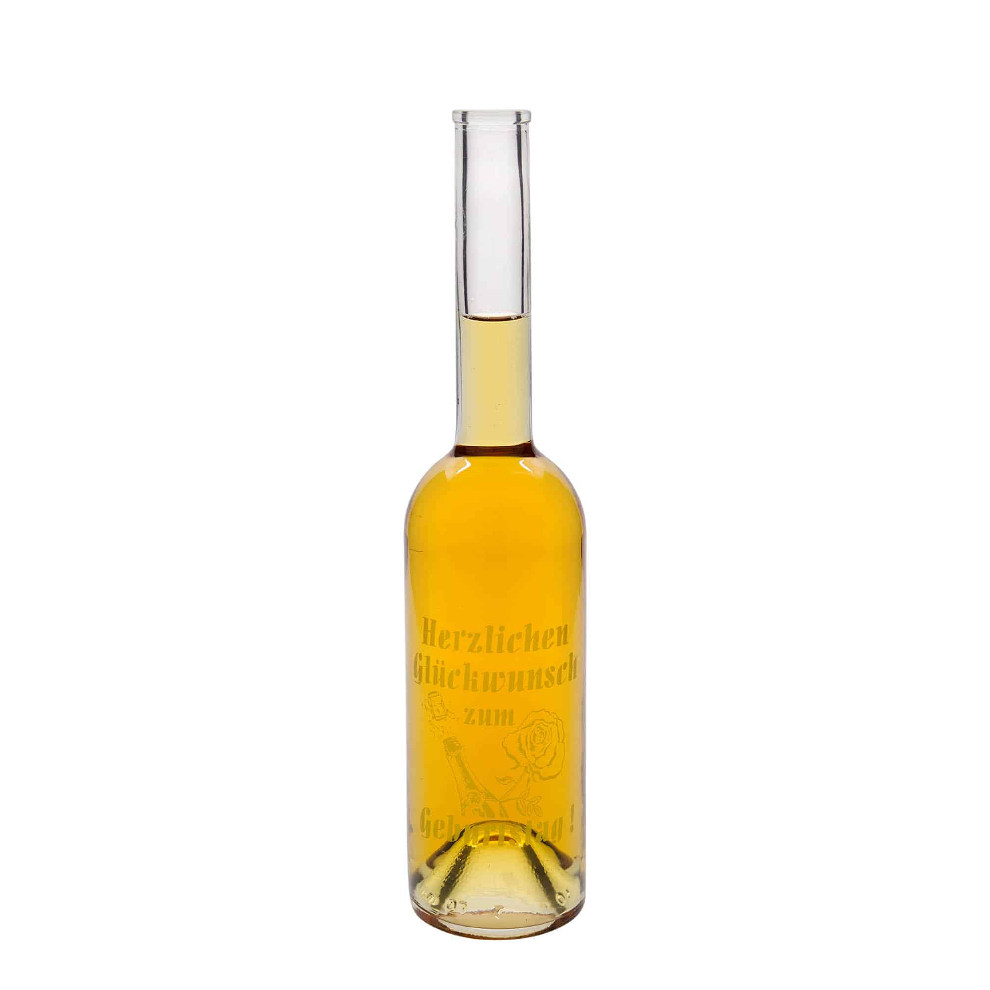 500 ml glazen fles 'Opera', motief: appel, opening: kurk