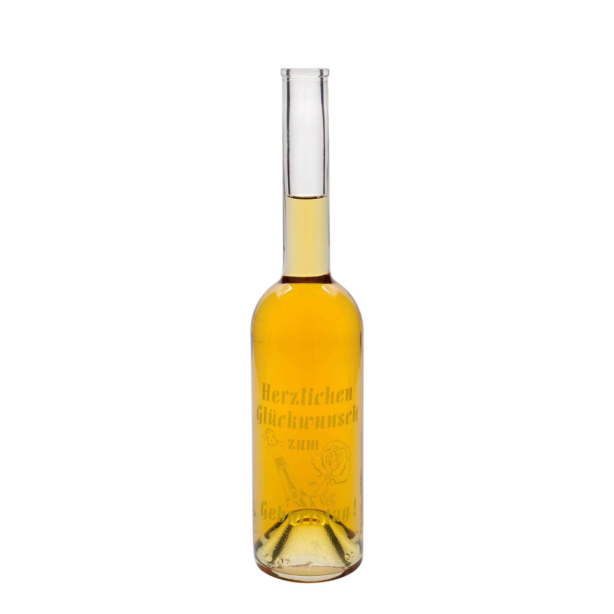 500 ml glazen fles 'Opera', motief: appel, opening: kurk 500 ml glazen fles 'Opera', motief: appel, opening: kurk