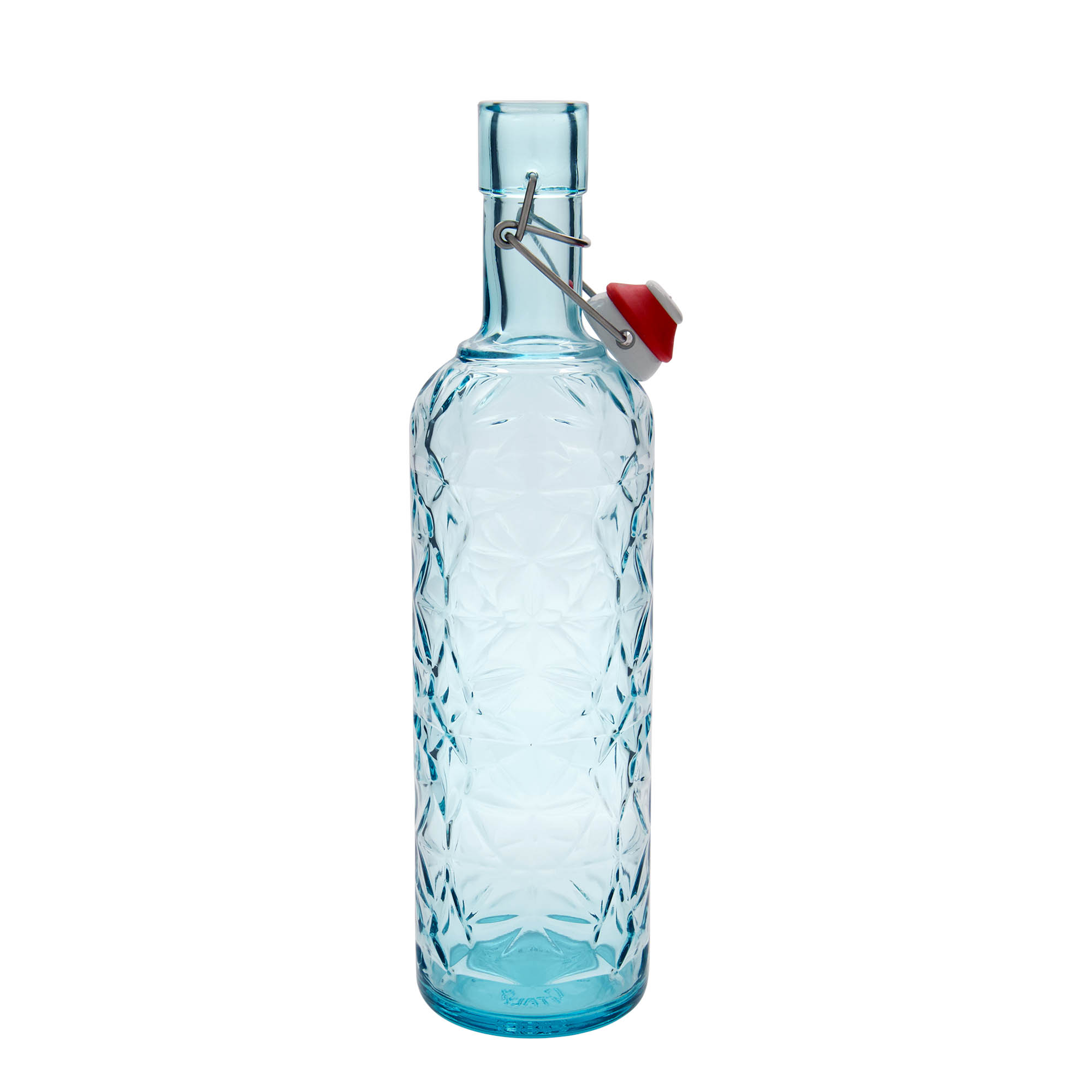 1.000 ml glazen fles 'Oriente', azuurblauw, opening: beugelstop