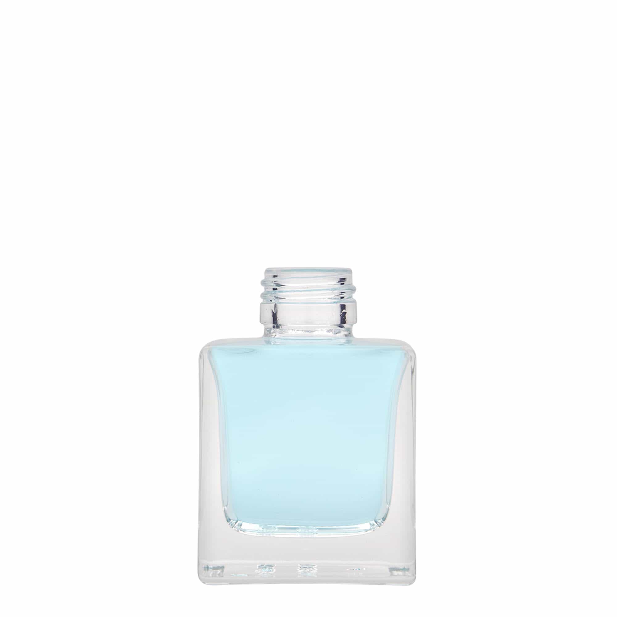 100 ml glazen fles 'Cube', vierkant, hals: PP 28