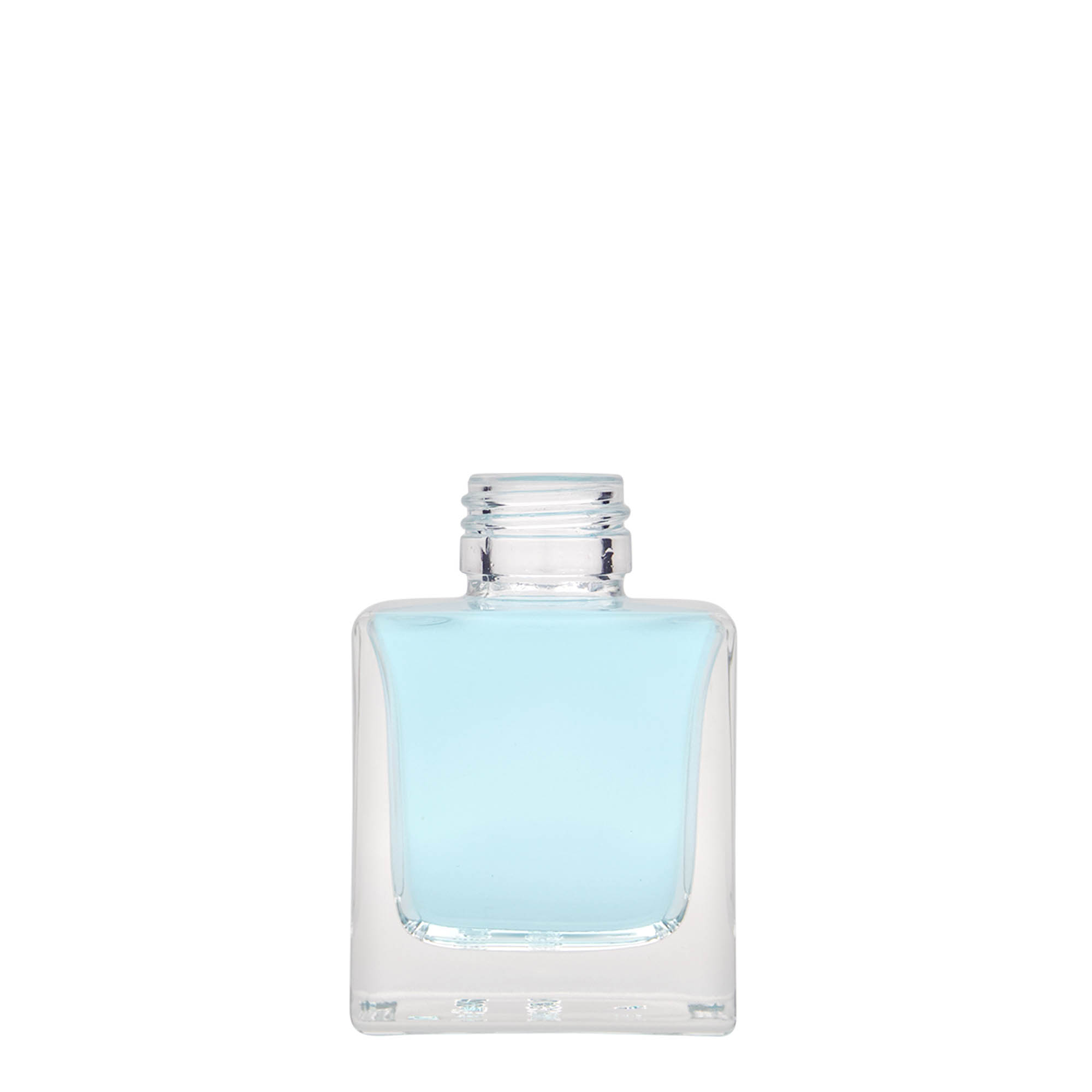 100 ml glazen fles 'Cube', vierkant, hals: PP 28 100 ml glazen fles 'Cube', vierkant, hals: PP 28