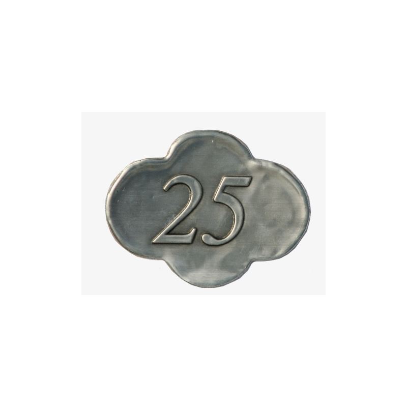 Bliketiket '25', metaal, zilver Bliketiket '25', metaal, zilver