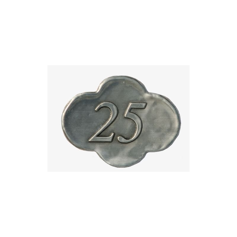 Bliketiket '25', metaal, zilver