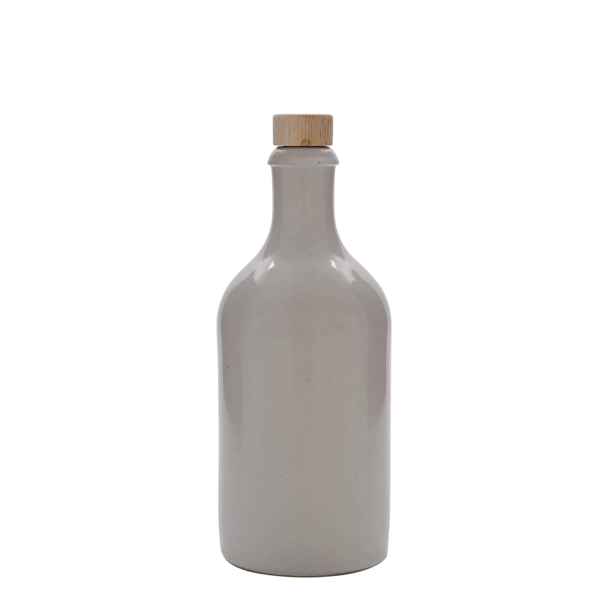 500 ml tonkan, steengoed, wit, opening: kurk