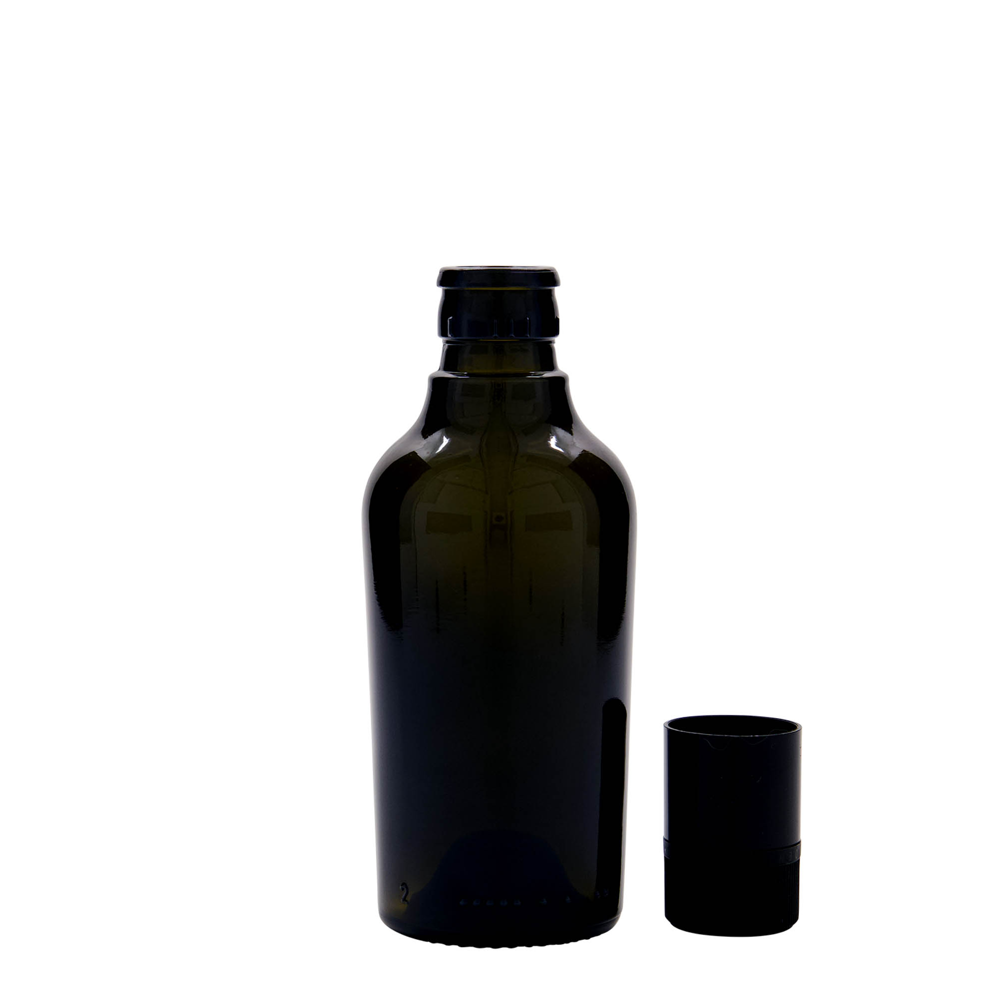 250 ml azijn-/oliefles 'Oleum', glas, antiekgroen, mondstuk: DOP
