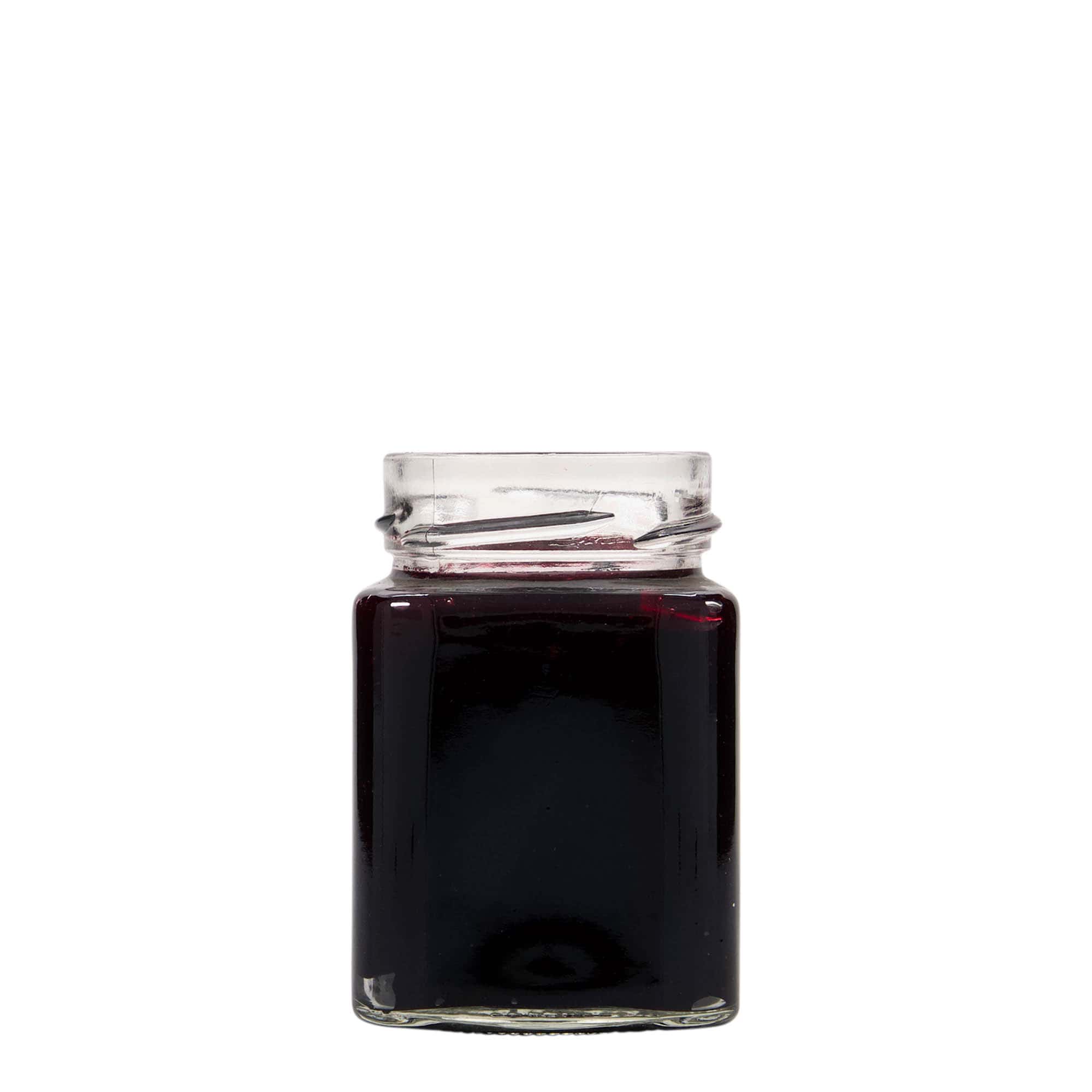 212 ml Vierkantglas 'Funny', opening: Deep-Twist-Off (DTO 58)