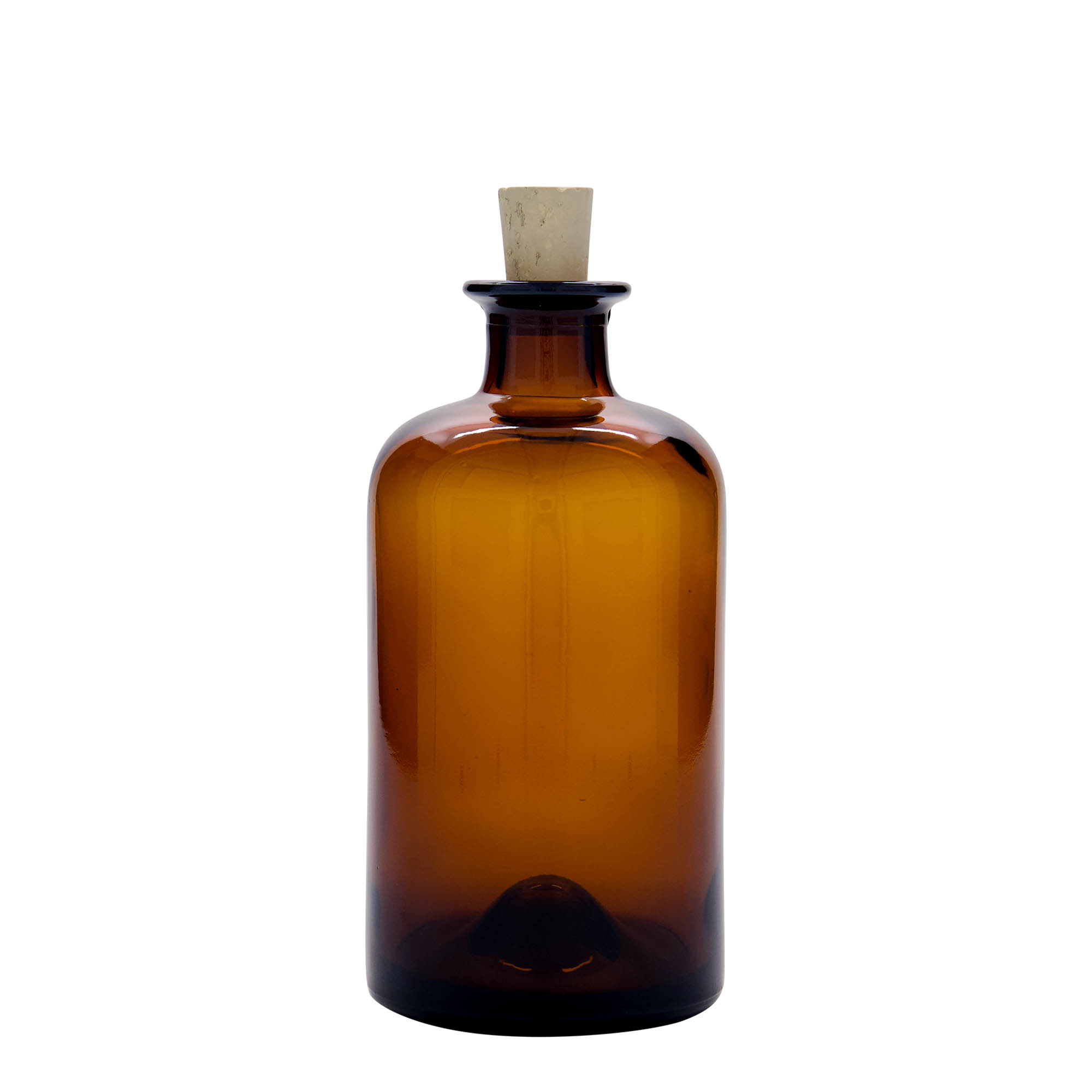 500 ml glazen fles apotheker, bruin, opening: kurk 500 ml glazen fles apotheker, bruin, opening: kurk