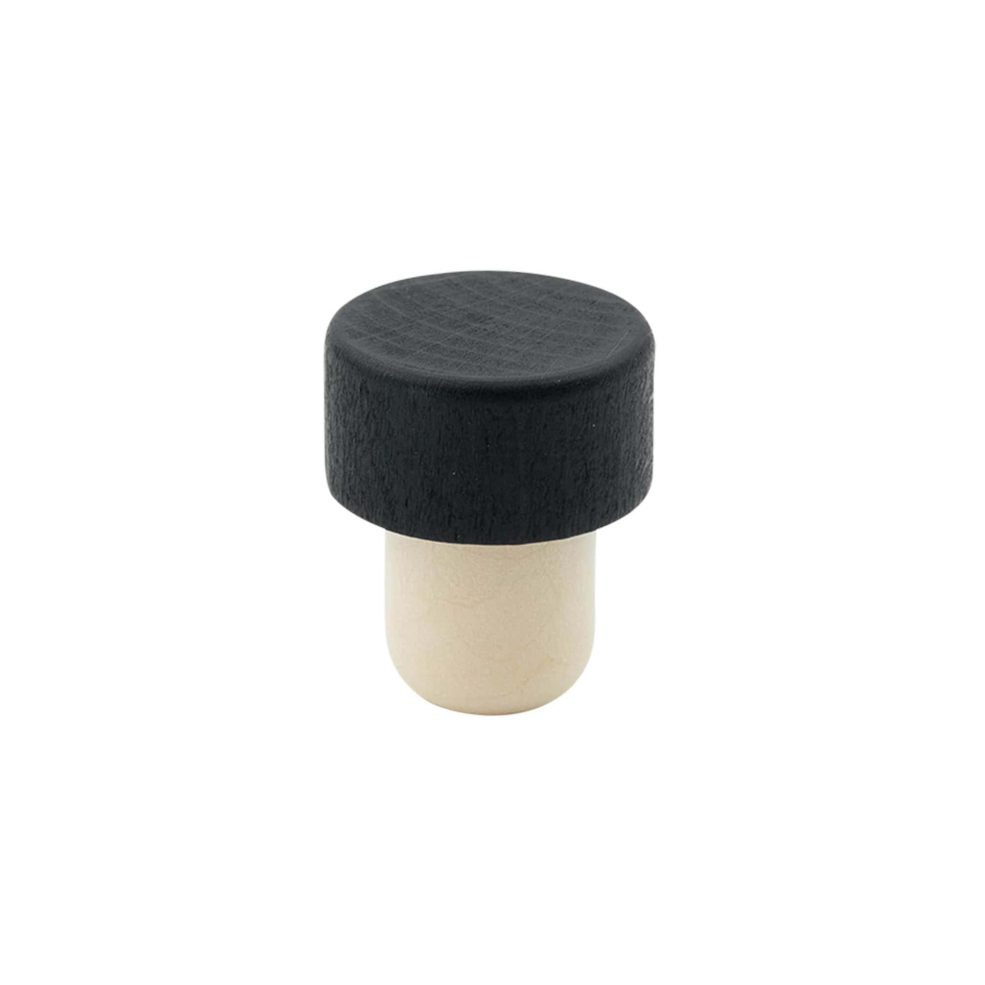 Handkurk 19 mm, hout/kunststof, zwart, voor monding: kurk