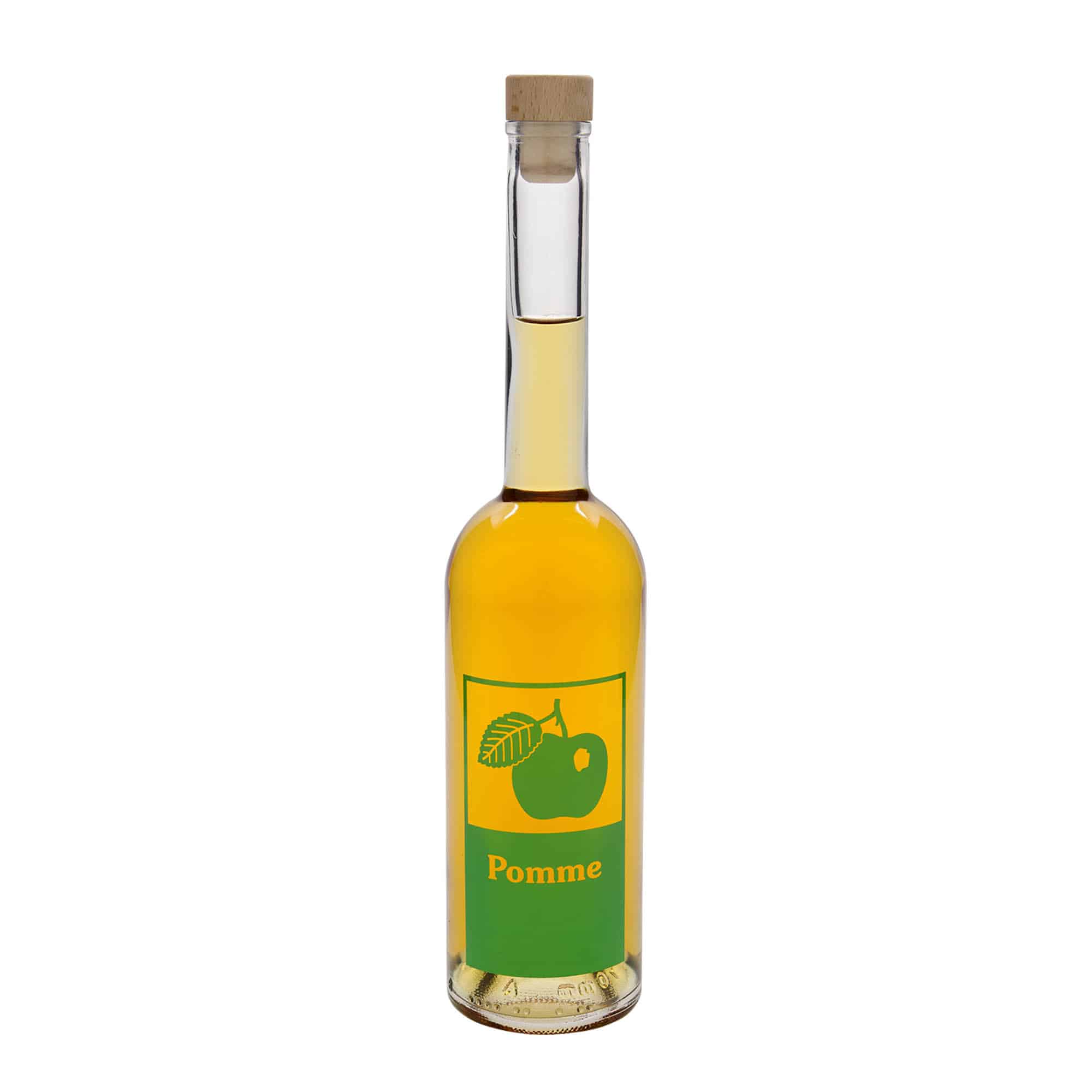 500 ml glazen fles 'Opera', motief: appel, hals: kurk