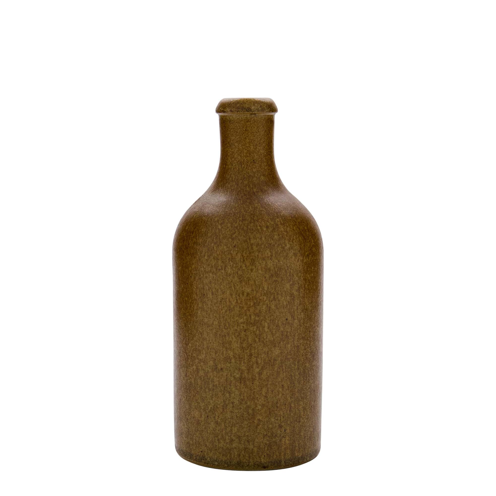 500 ml Tonkruik, steengoed, bruin-kristal, monding: kurk
