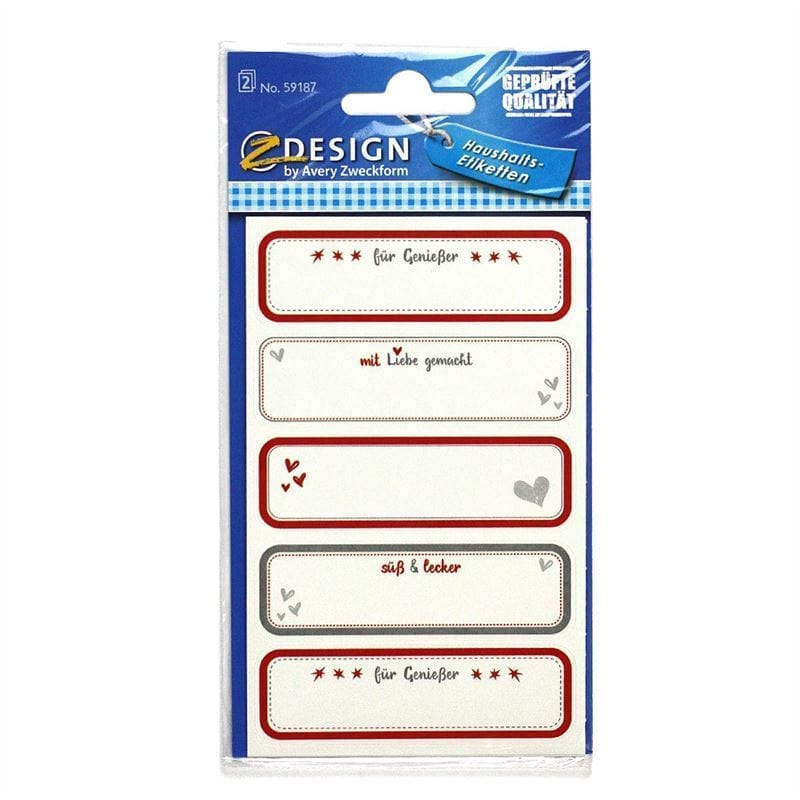 Zweckform etiketten 'Zelfgemaakt', rechthoekig, papier, meerkleurig