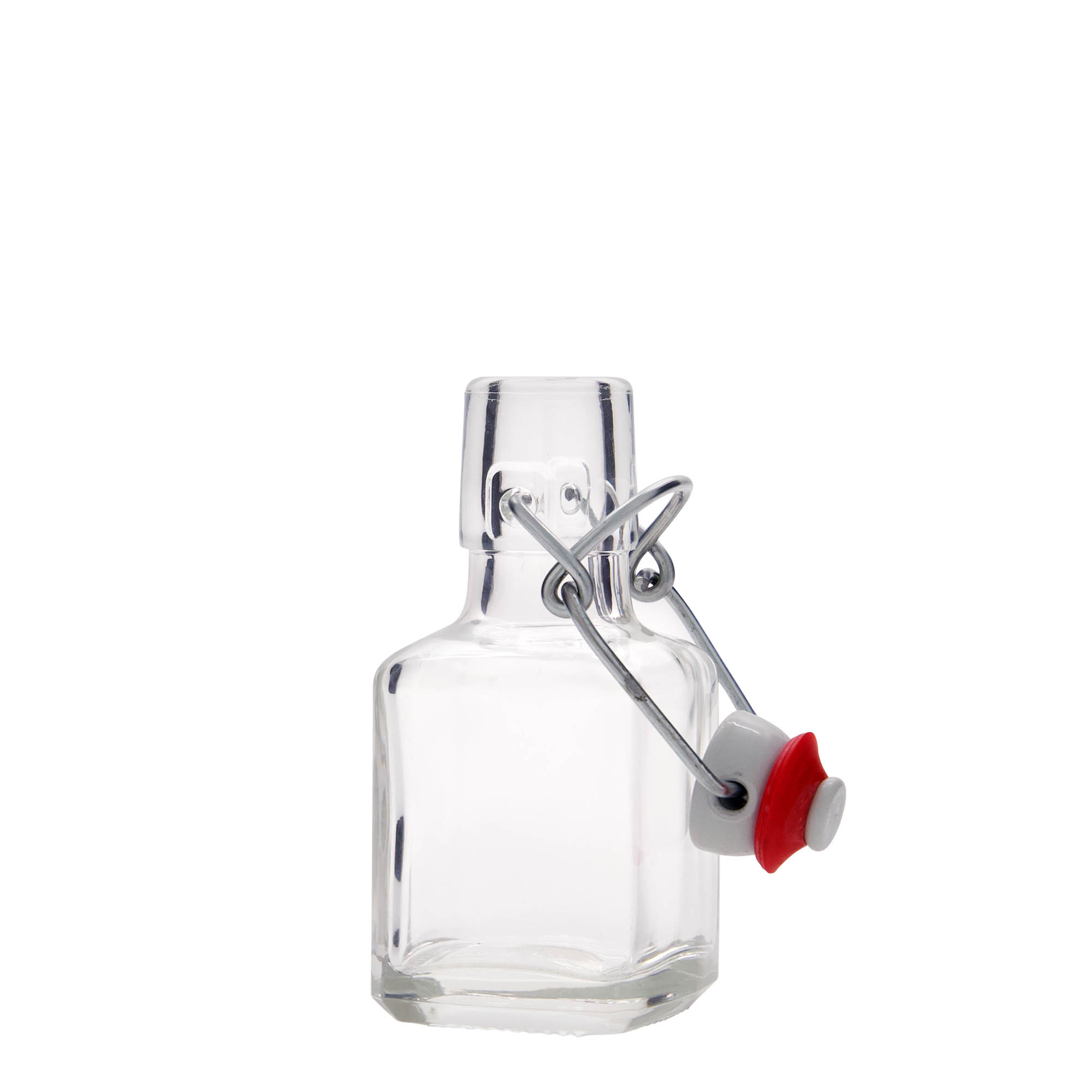 100 ml glazen fles 'Kubica', vierkant, opening: beugelverschluss