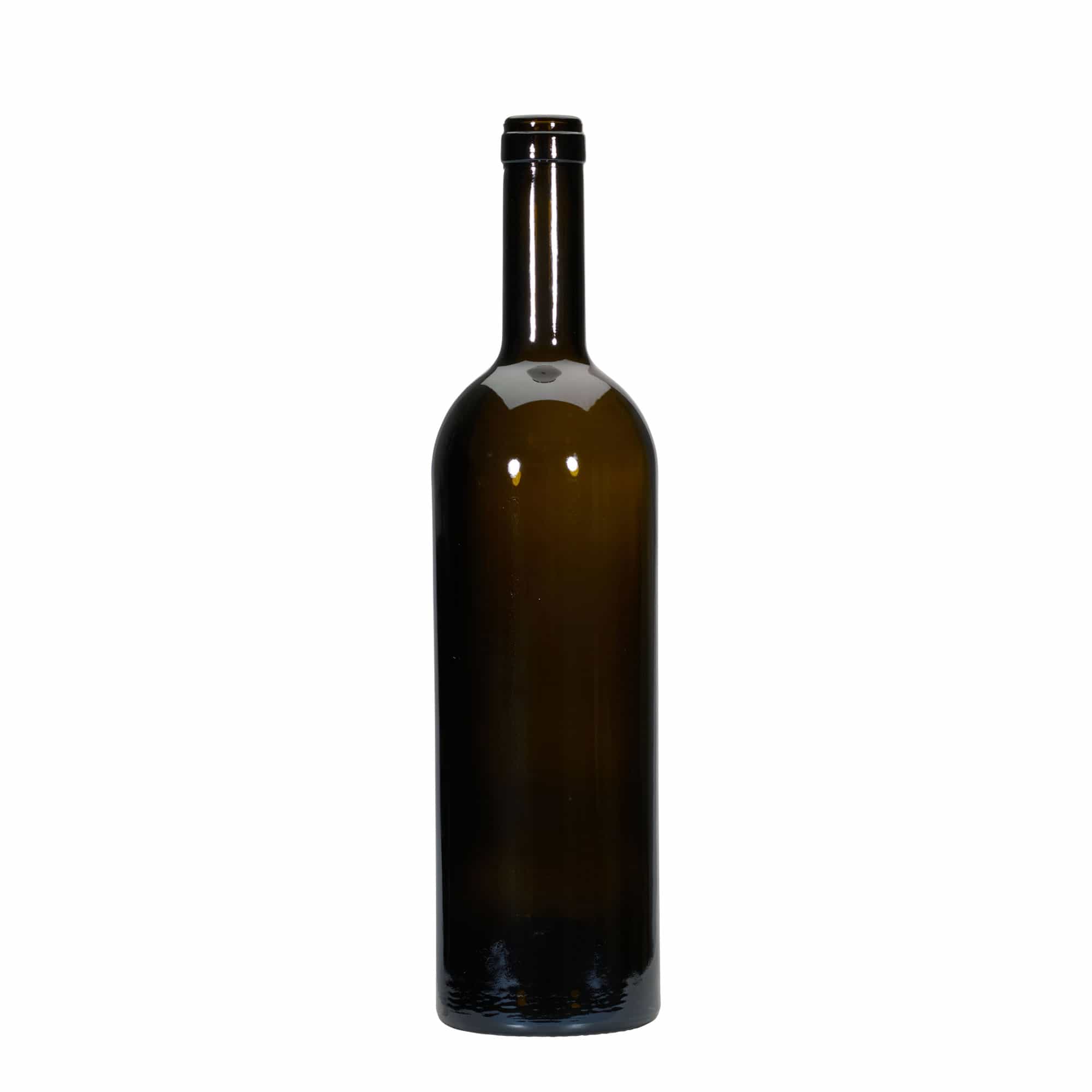 750 ml wijnfles 'Golia', antiekgroen, monding: kurk