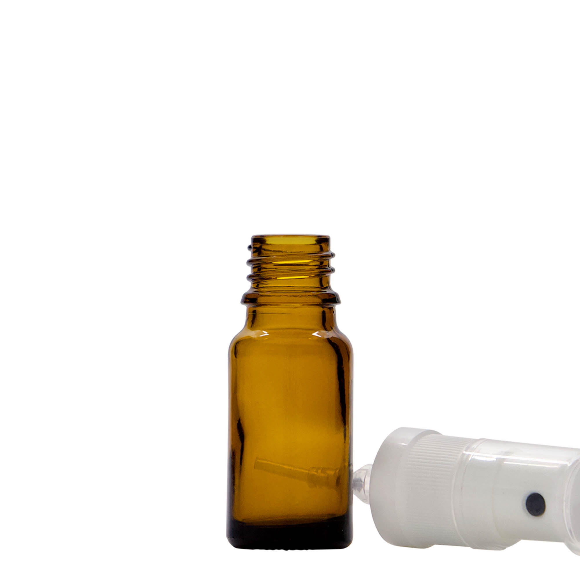 10 ml spuitflesje medicijn, glas, bruin, opening: DIN 18