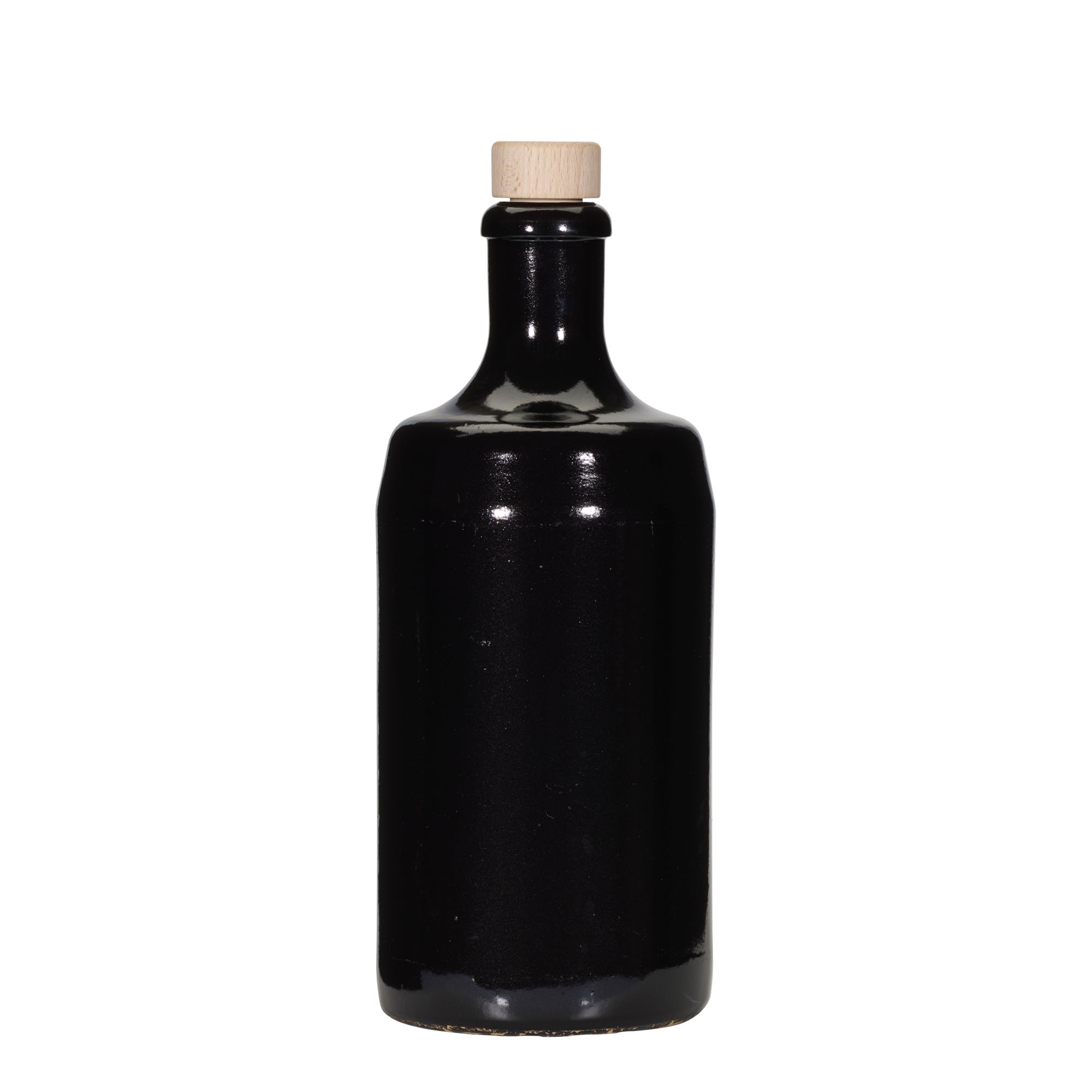 700 ml Tonkruik 'Calvados, steengoed, zwart, monding: kurk