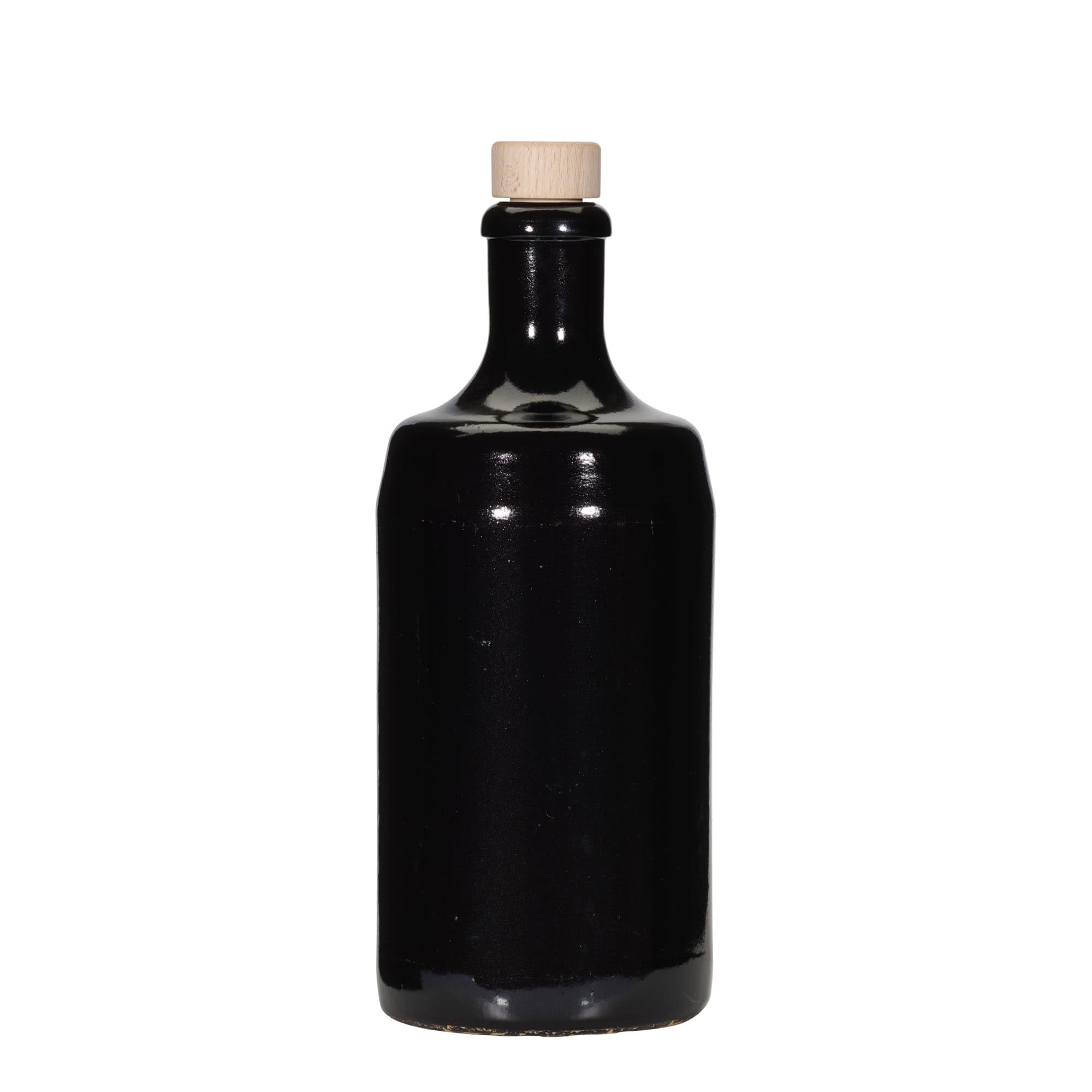 700 ml Tonkruik 'Calvados, steengoed, zwart, monding: kurk