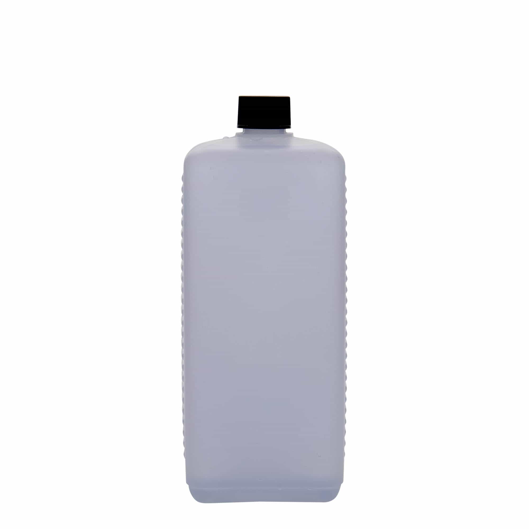1.000 ml kanisterfles, rechthoekig, HDPE-kunststof, natuurlijk, tuit: DIN 25 EPE