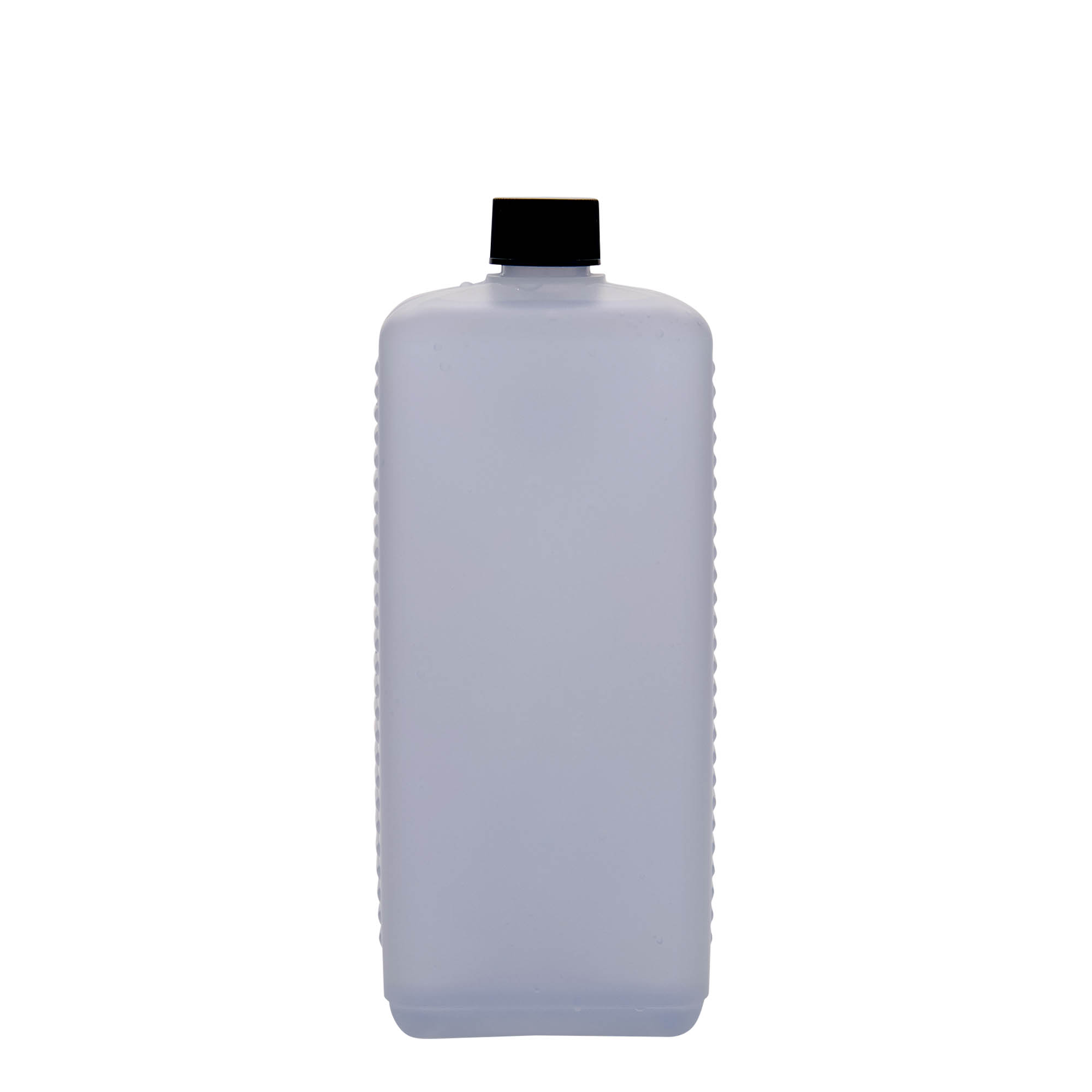 1.000 ml kanisterfles, rechthoekig, HDPE-kunststof, natuurlijk, tuit: DIN 25 EPE