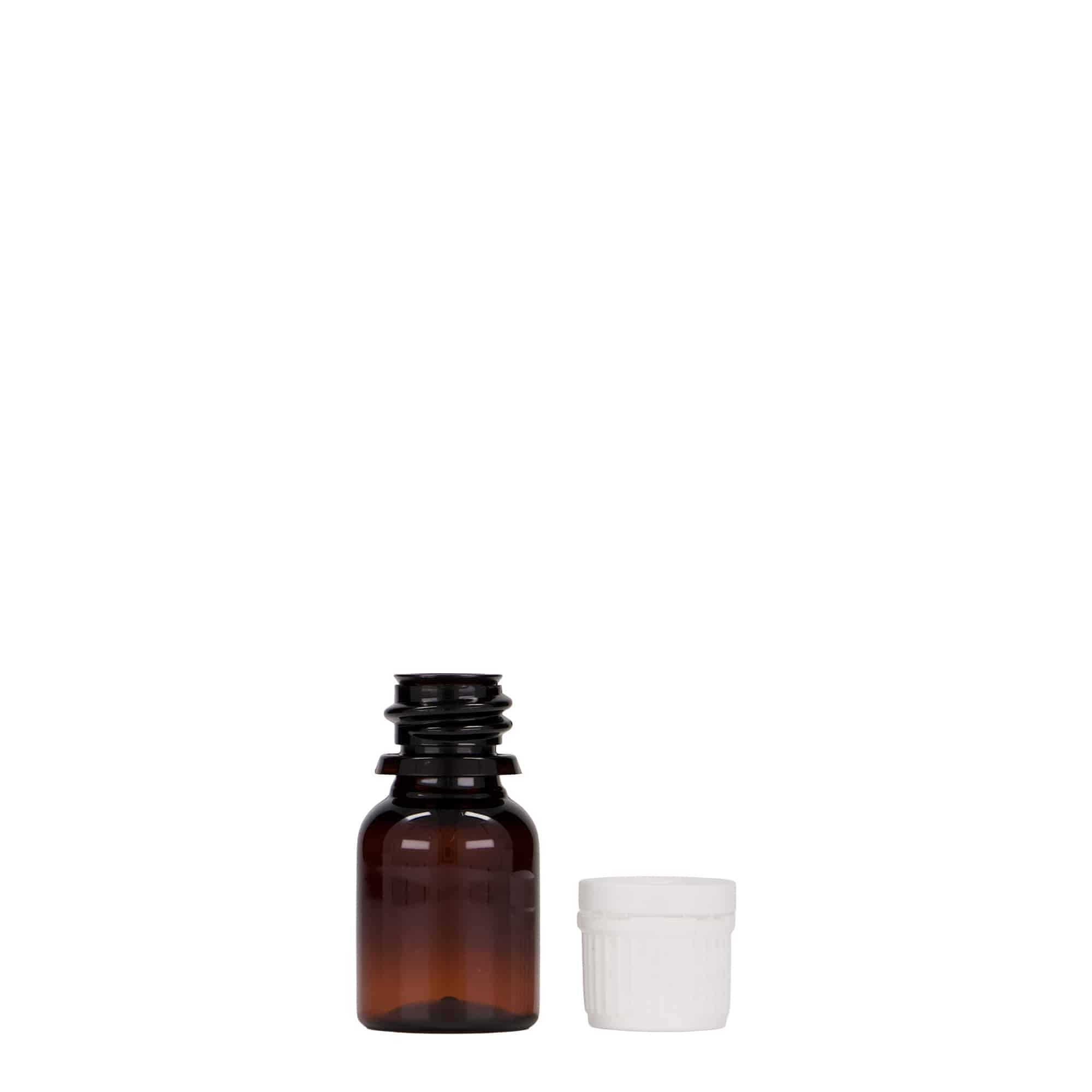 10 ml PET-medicijnflesje 'Easy Living', bruin, kunststof, opening: DIN 18