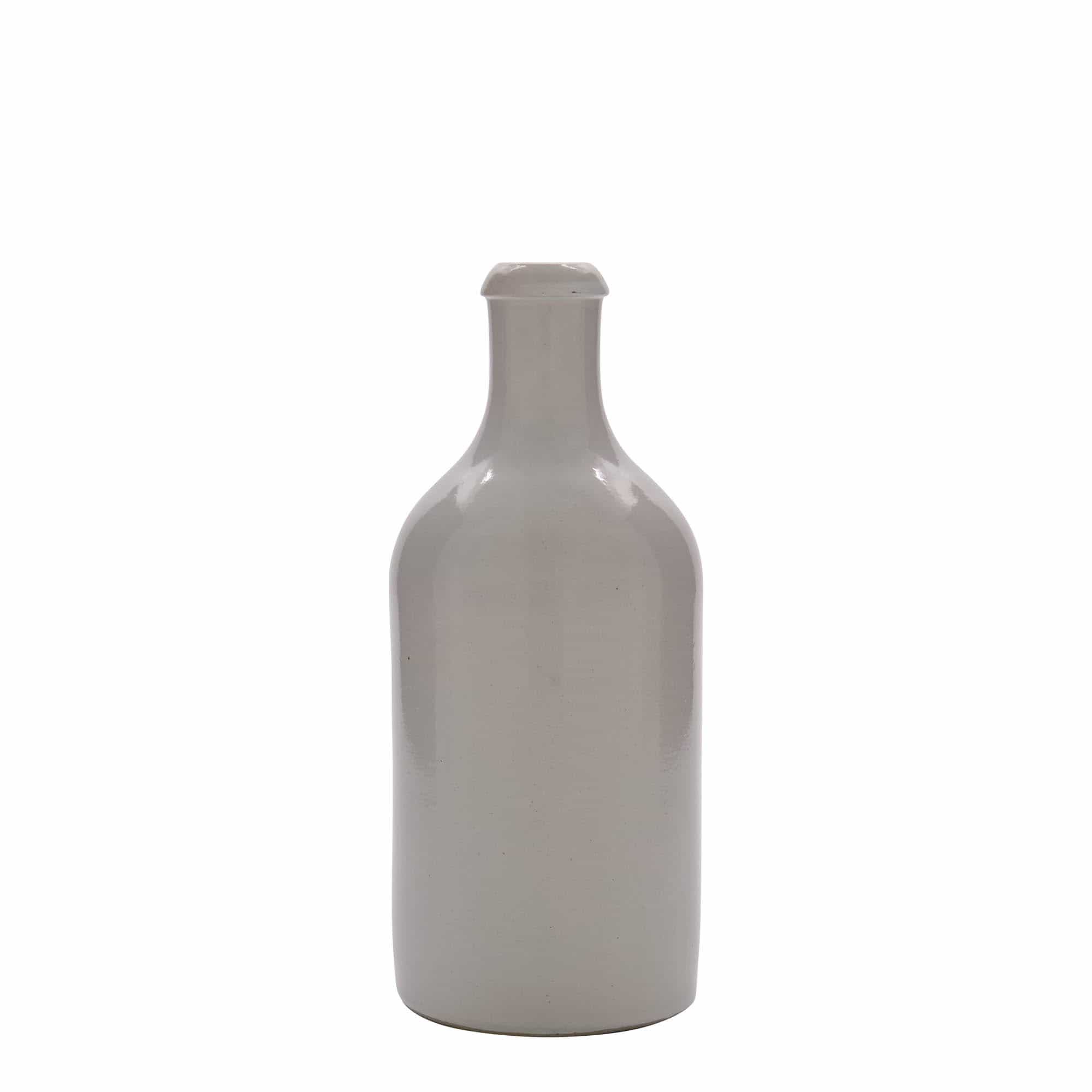Keramische kruik, 500 ml, steengoed, wit, monding: kurk Keramische kruik, 500 ml, steengoed, wit, monding: kurk