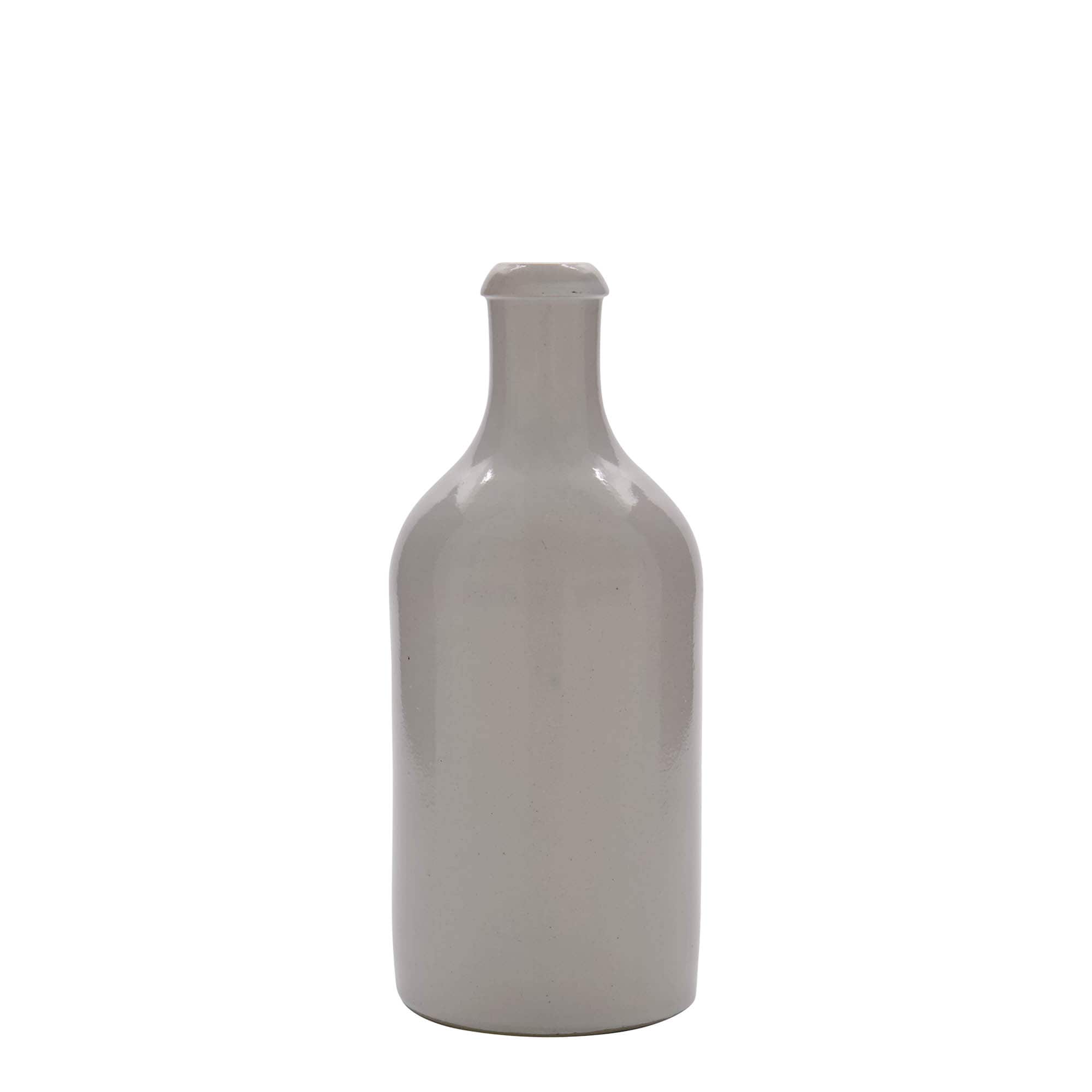 500 ml tonkan, steengoed, wit, opening: kurk