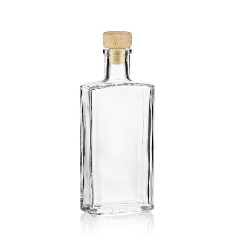 Glazen fles 'Shiny', 200 ml, rechthoekig, monding: kurk