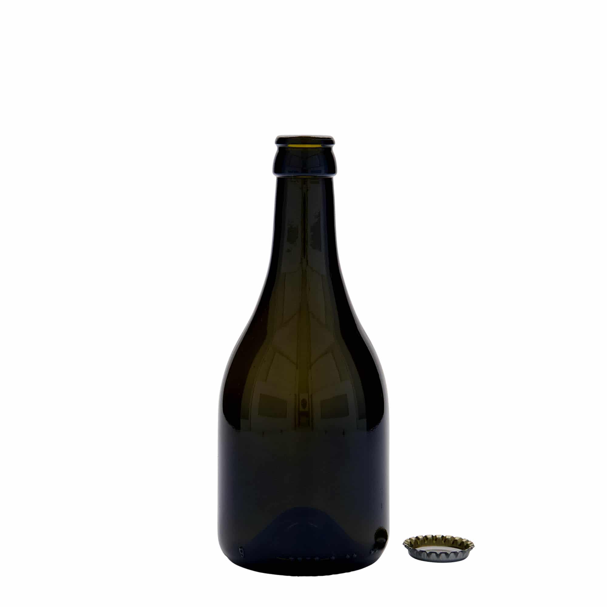 330 ml bierfles 'Horta', glas, antiekgroen, monding: kroonkurk