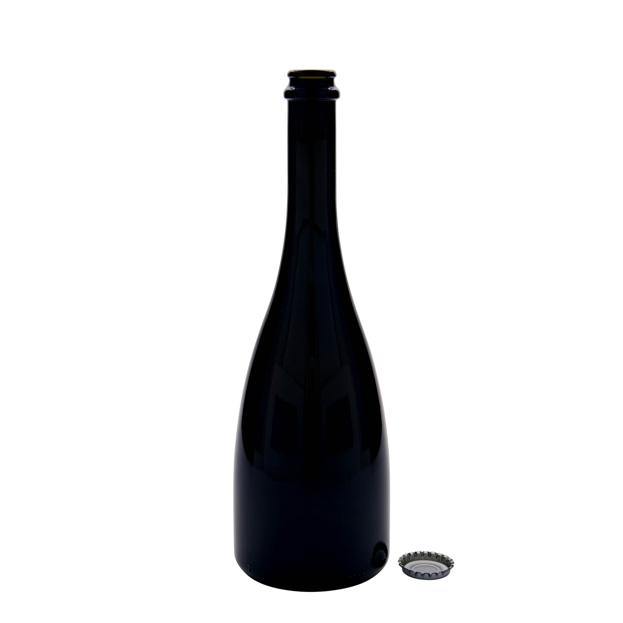 750 ml Bier-/Champagnefles 'Tosca', glas, antiekgroen, hals: kroonkurk