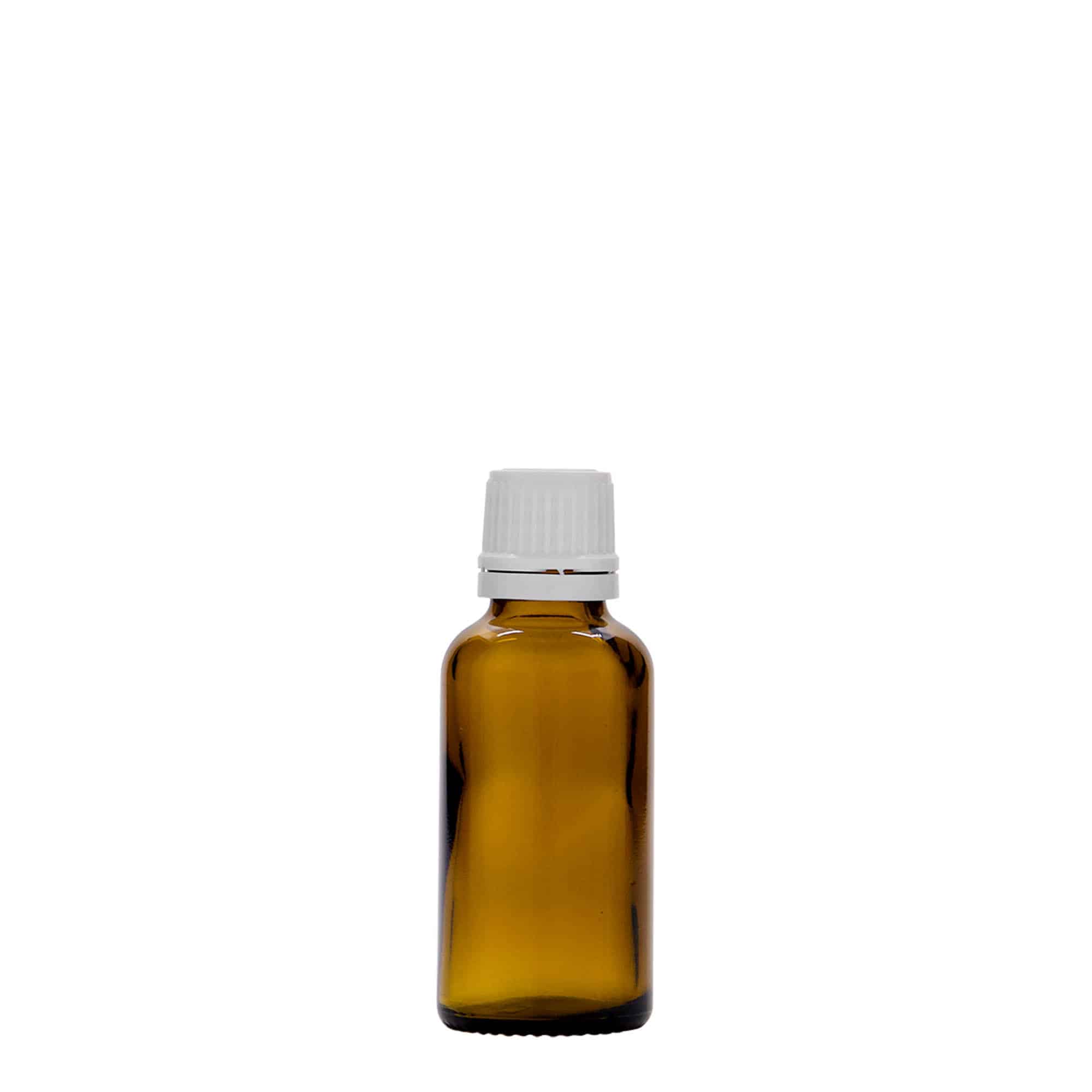 30 ml medicijnflesje, glas, bruin, opening: DIN 18
