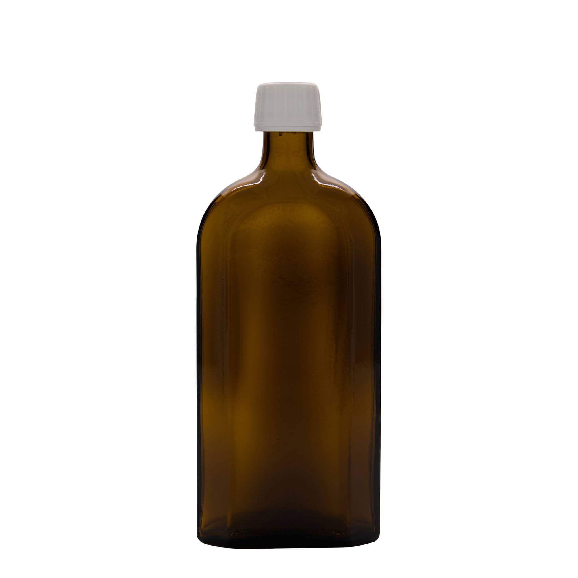 500 ml medicijnfles Meplat, ovaal, glas, bruin, opening: PP 28